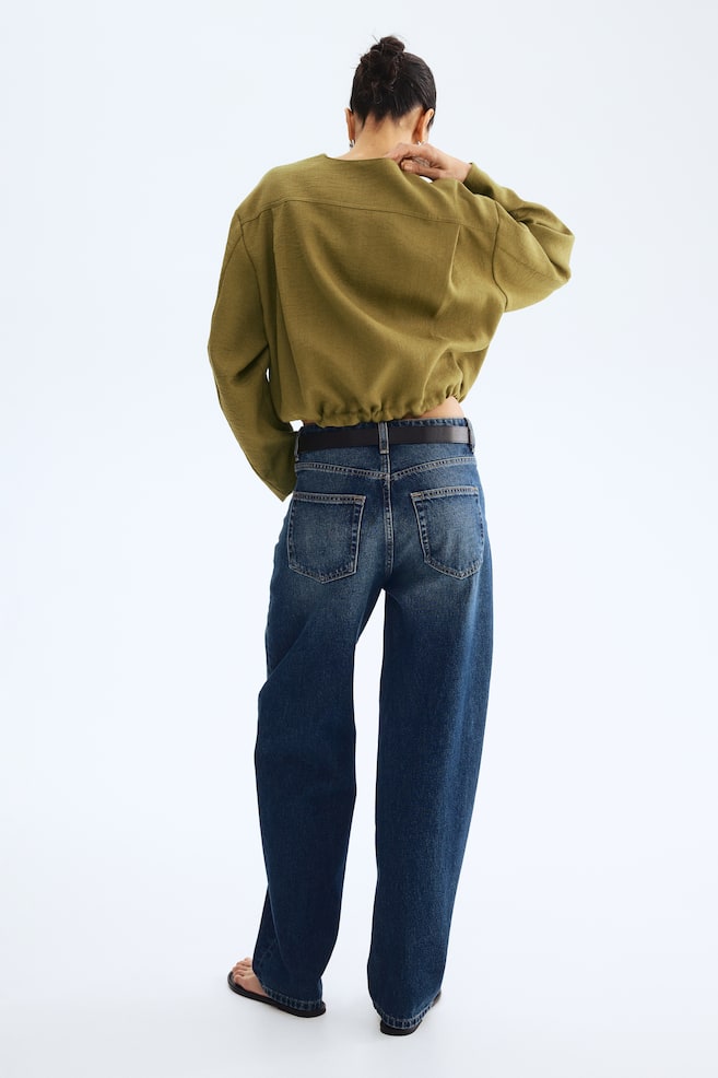 Veste sans col - Vert olive/Beige - 6