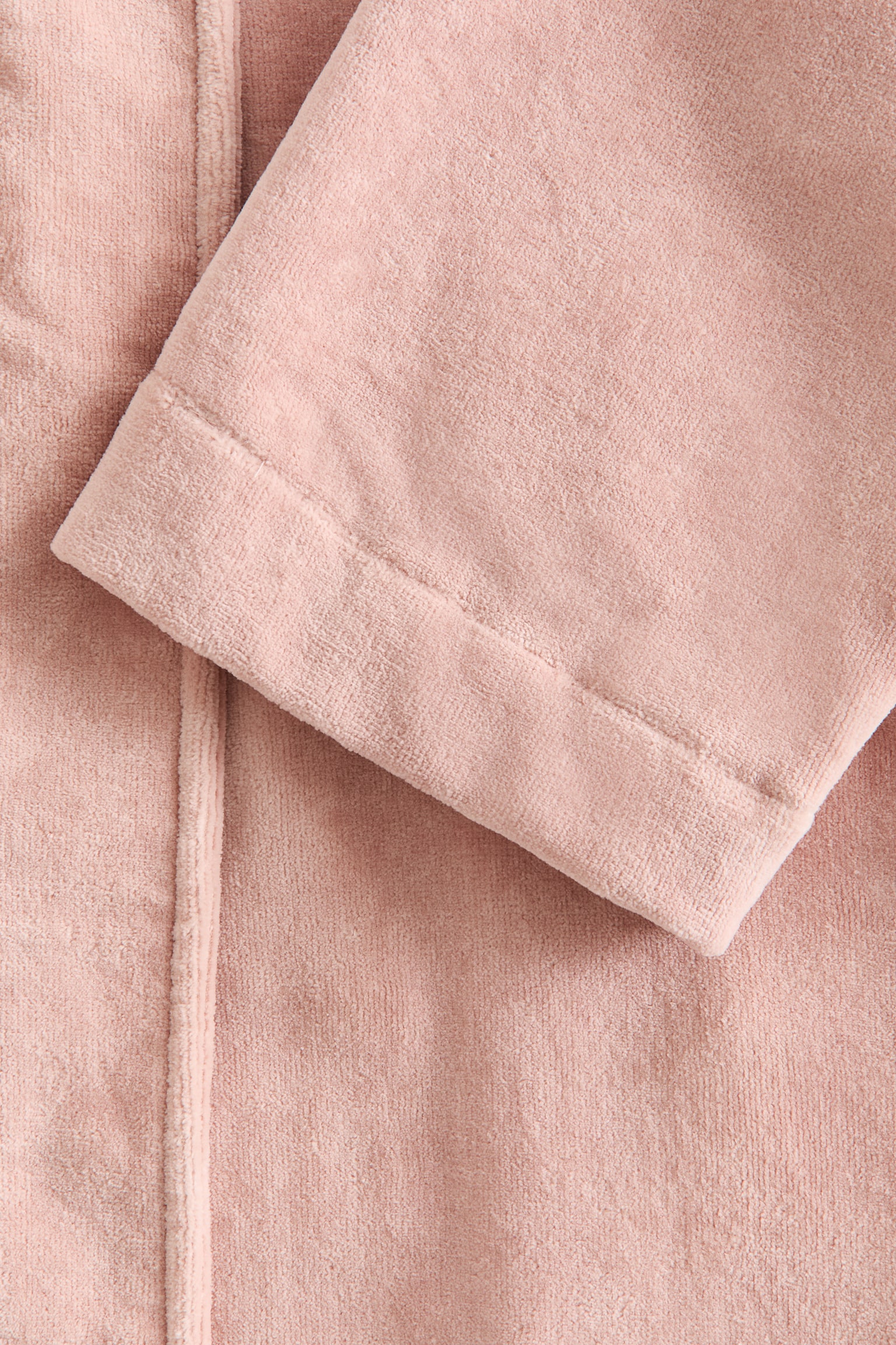 Velour dressing gown - Powder pink/Beige - 4