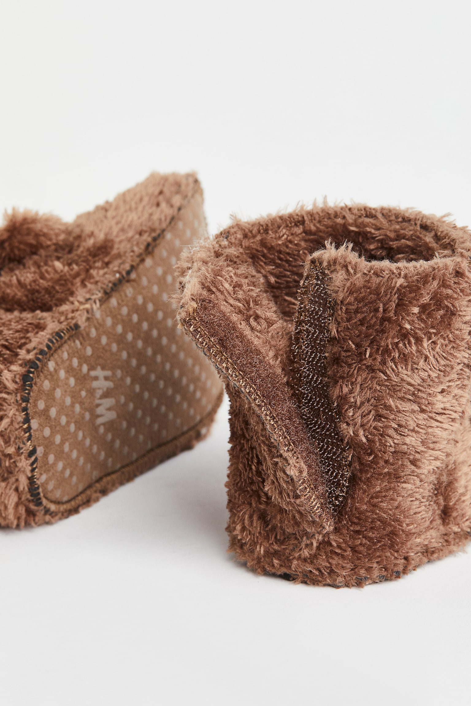 Faux Sheepskin Lined Slippers - Brown/Bear/Natural white - 3