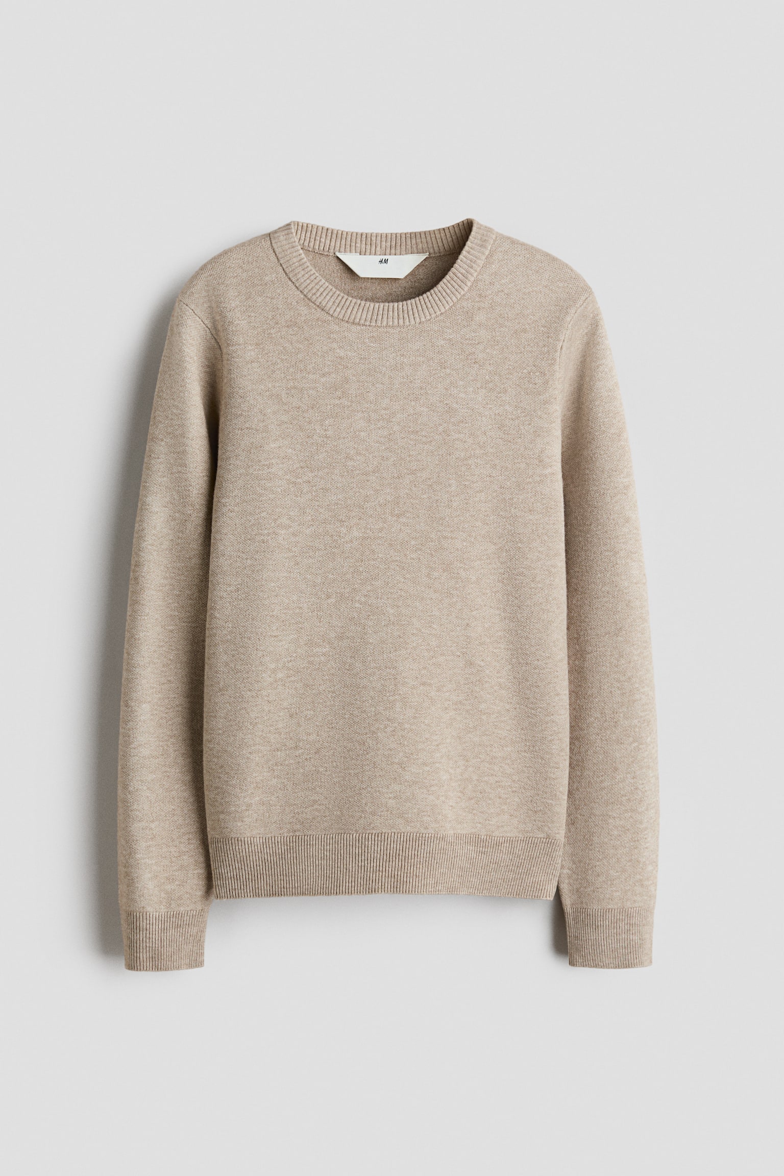 Fine-knit jumper - Light beige marl