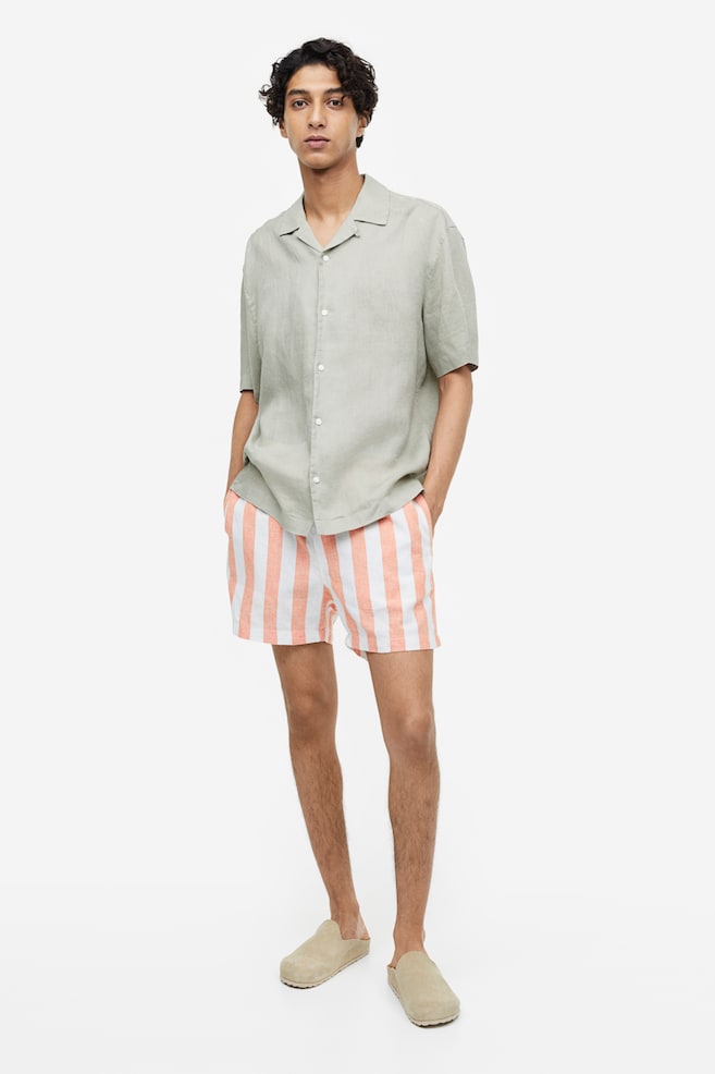 Regular Fit Linen-blend shorts - Orange/White striped/White/Black striped/Light beige/White/Beige striped/dc/dc - 5