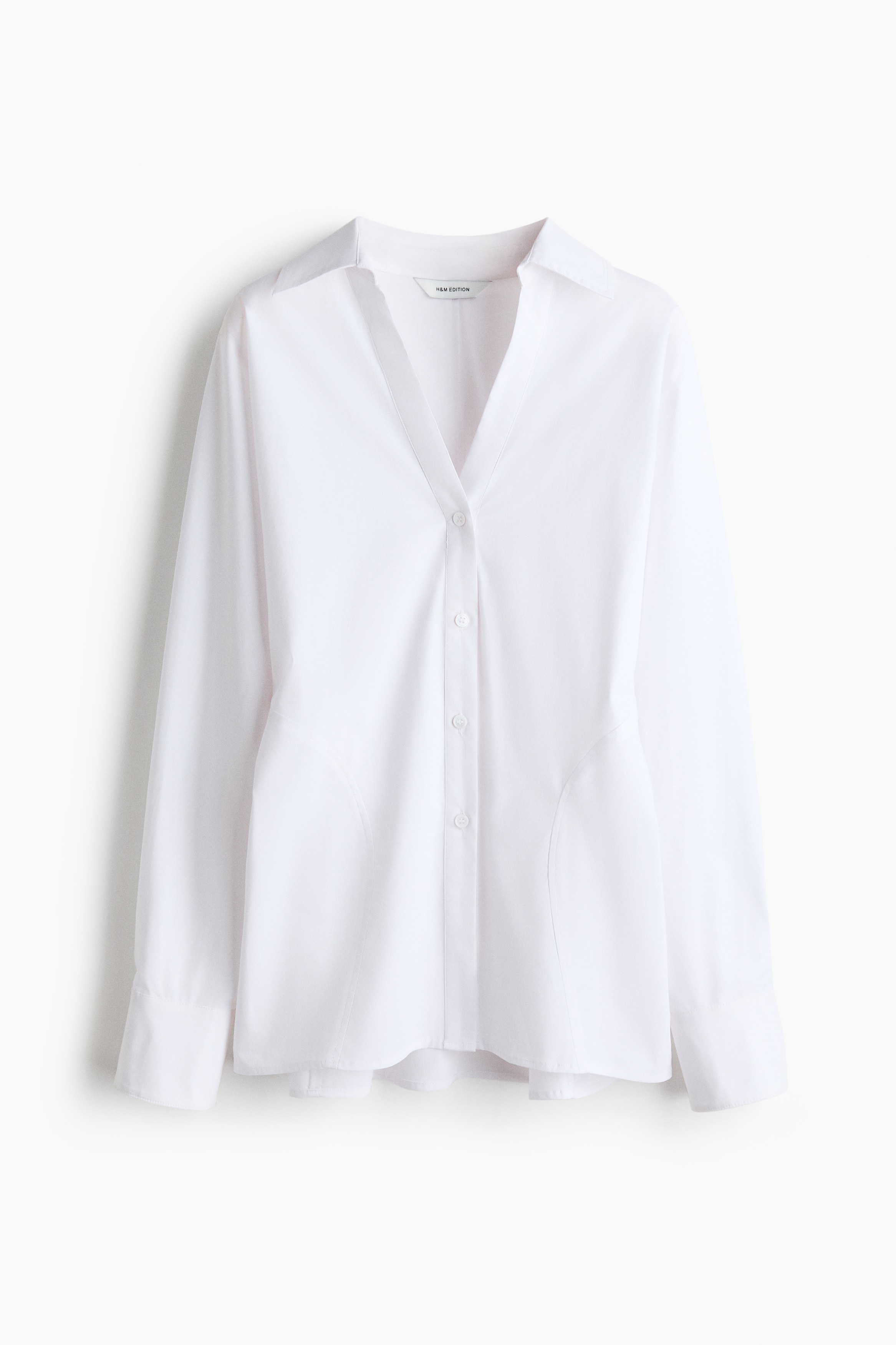 收腰棉質襯衫 - 白色