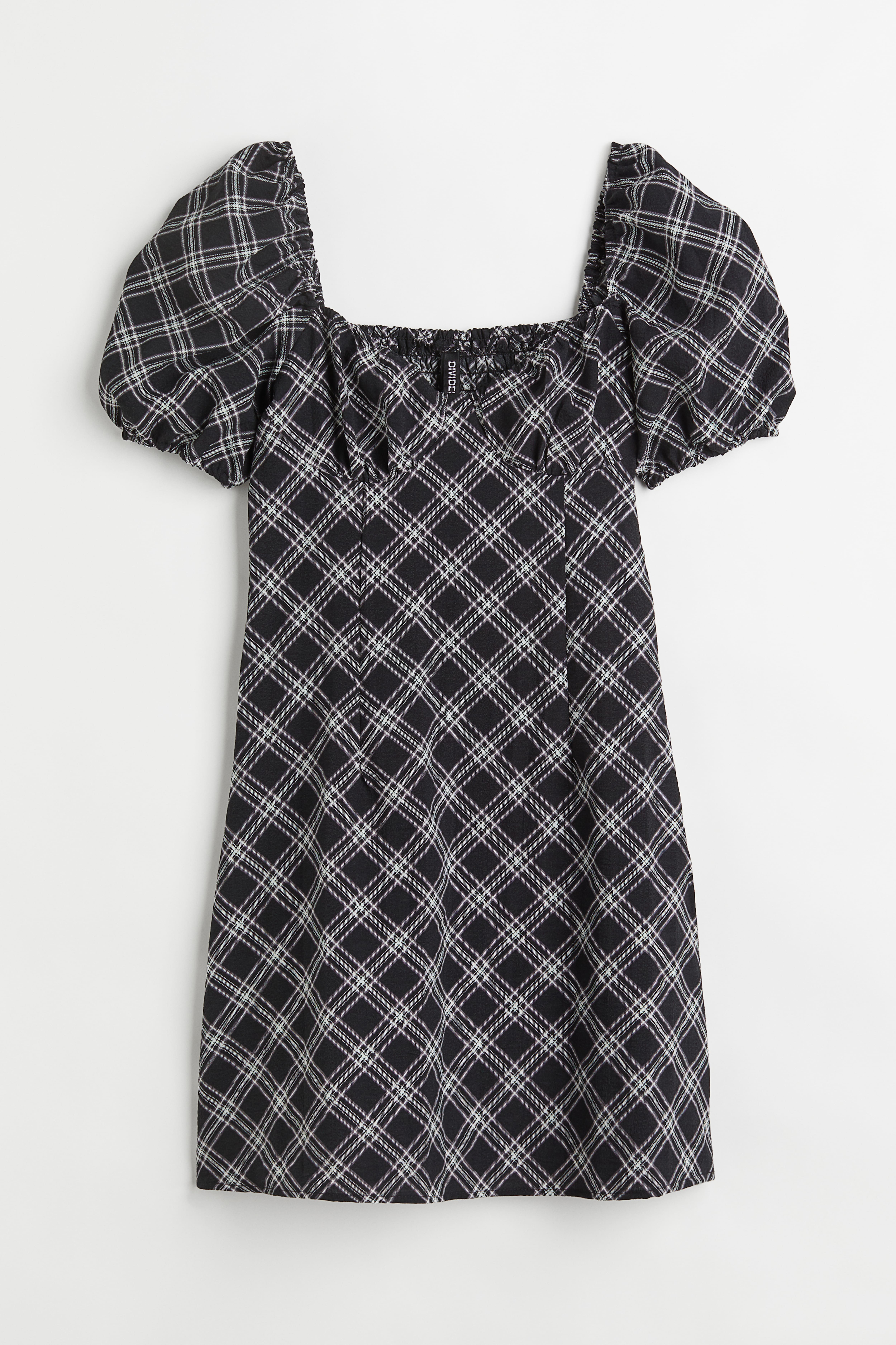 H&m black and white checked dress best sale