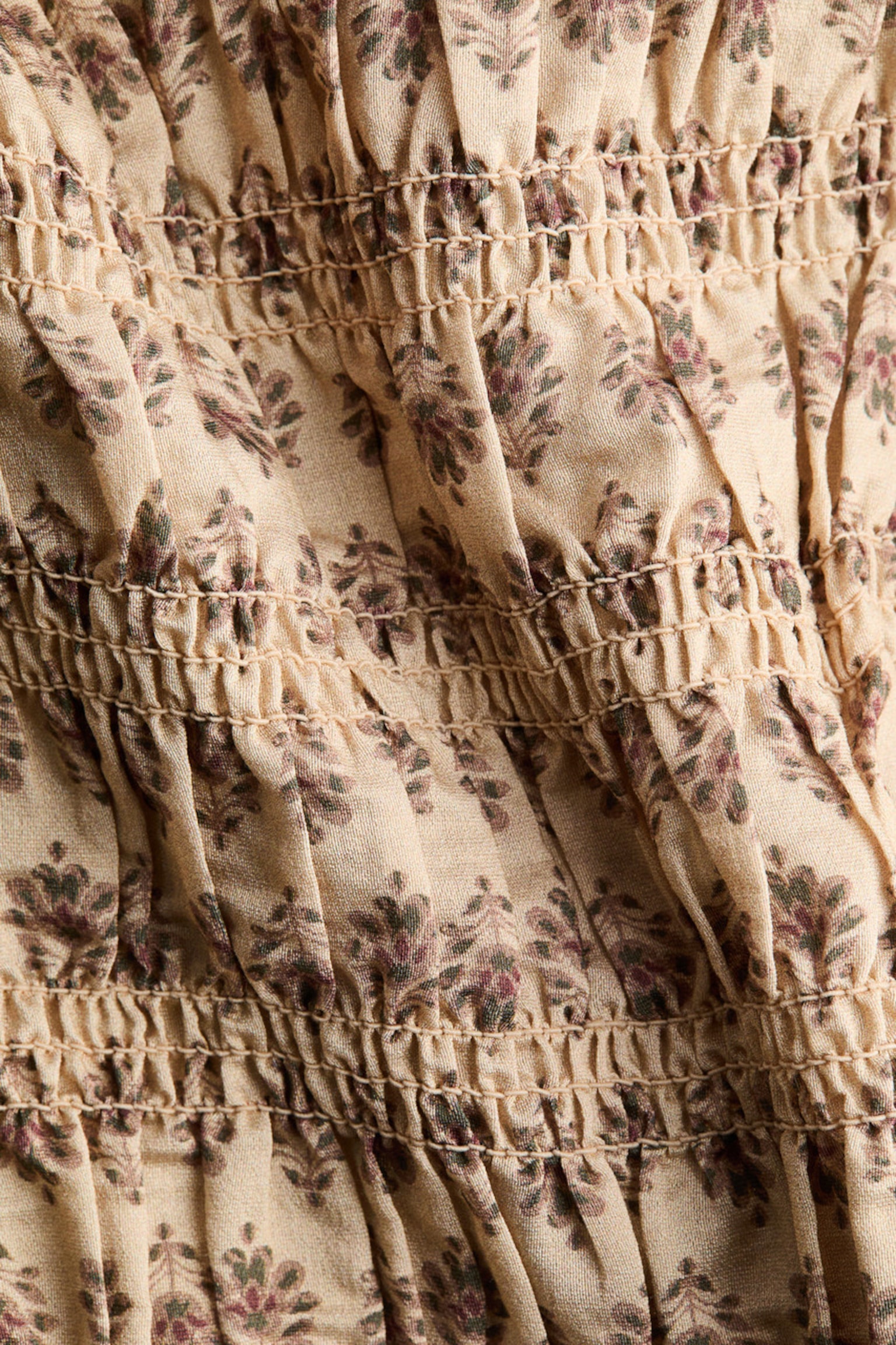 חולצה עם כיווצים - בז'/פרחוני/חום חלודה/בז'/מנומר - 3