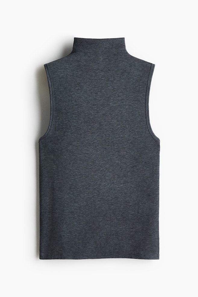 Top mit Turtleneck - Dunkelgraumeliert/Dunkelbraun - 1
