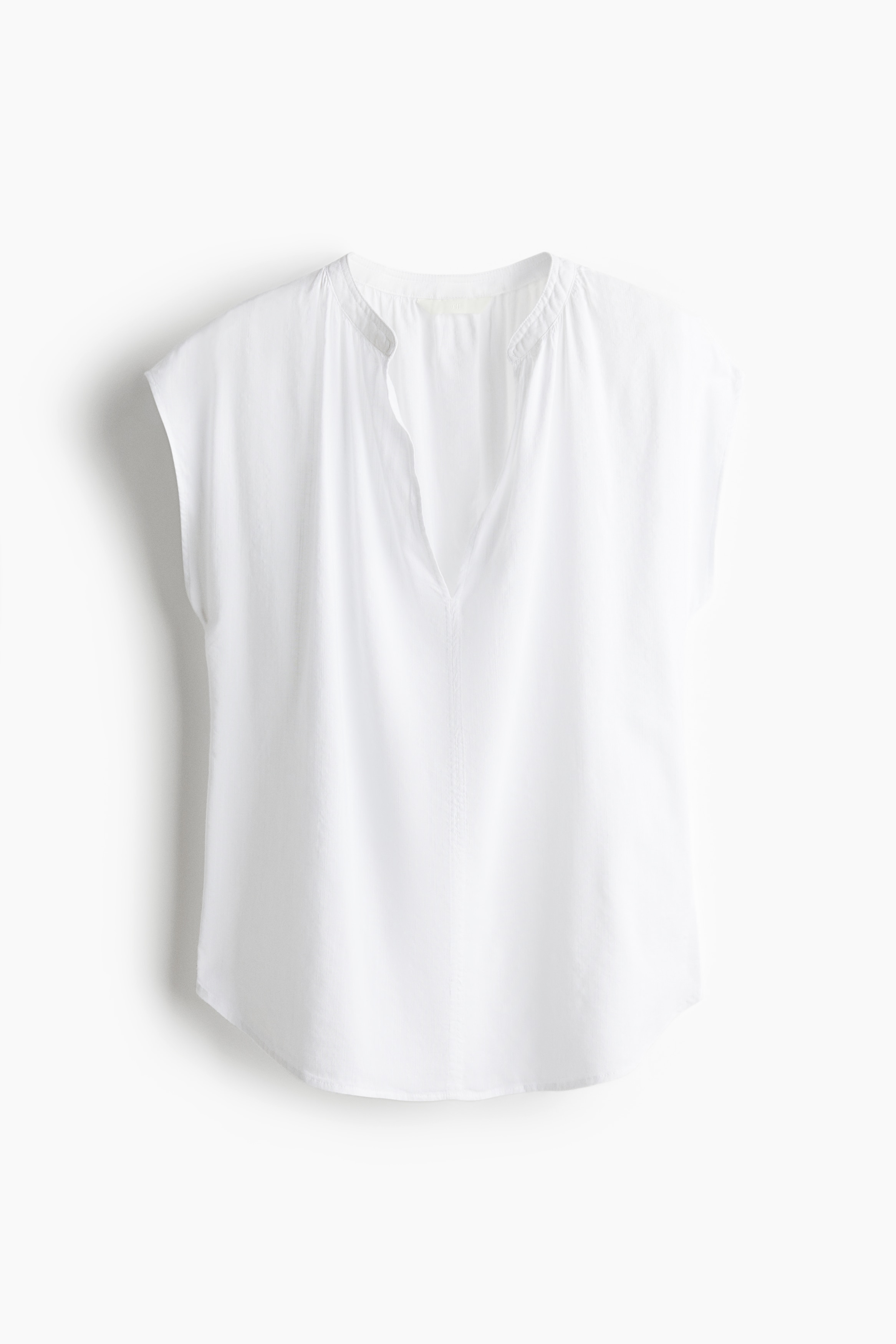 Band-Collar Blouse - White/Black/Green/patterned/Blue/white striped