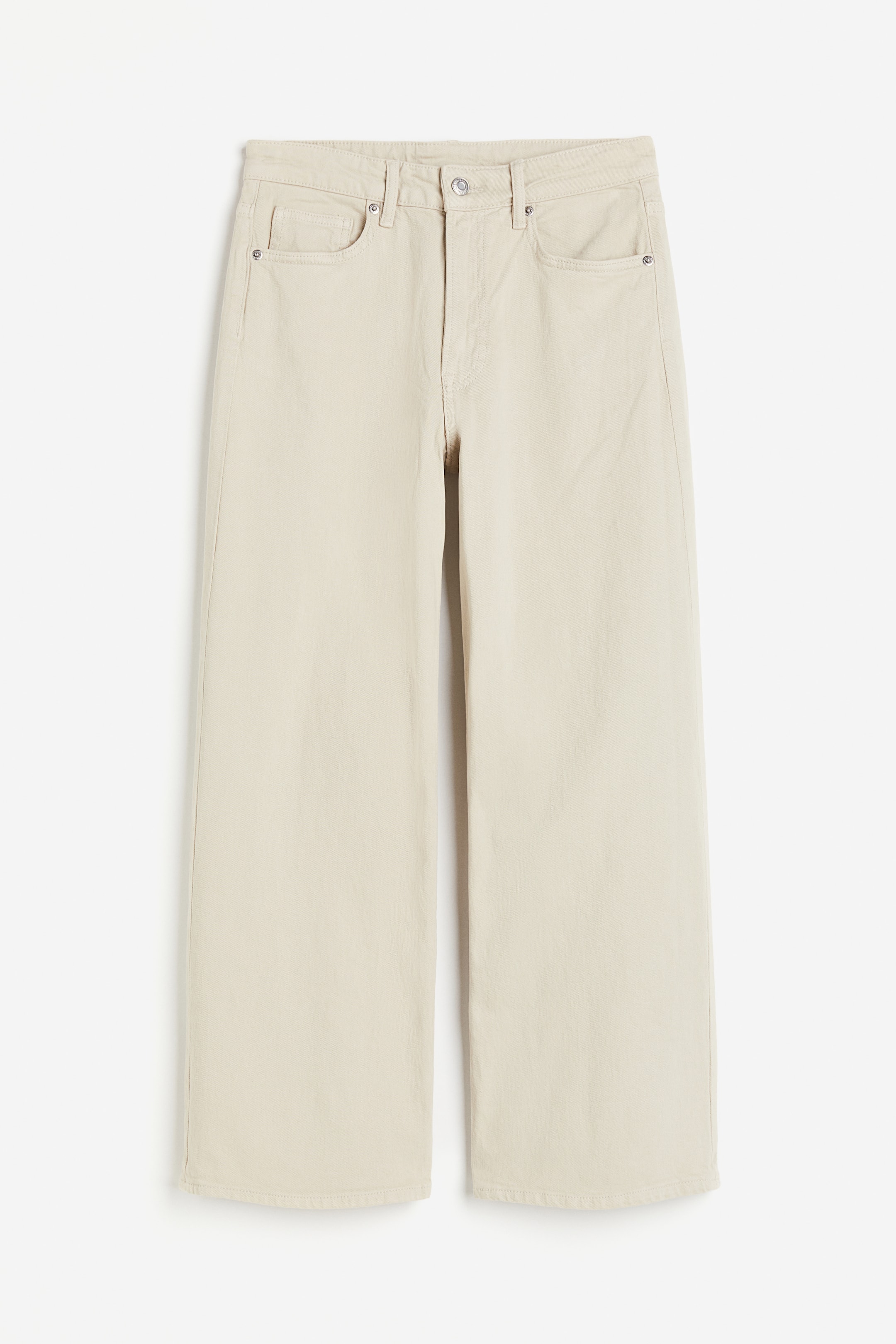 Wide High Cropped Jeans - Light beige - Ladies | H&M GB 4