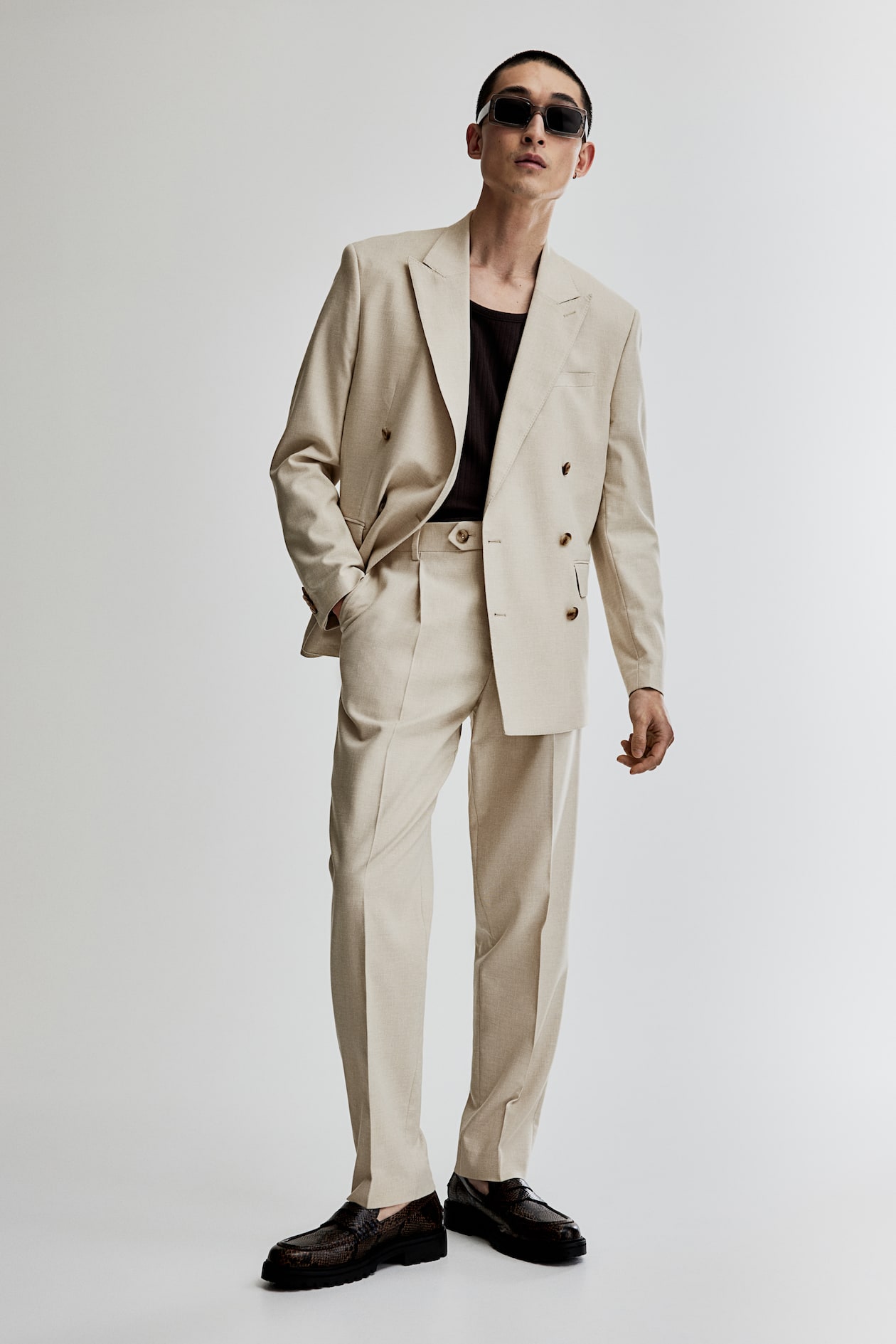 Regular Fit Suit Pants - Regular waist - Ankle-length - Light beige ...