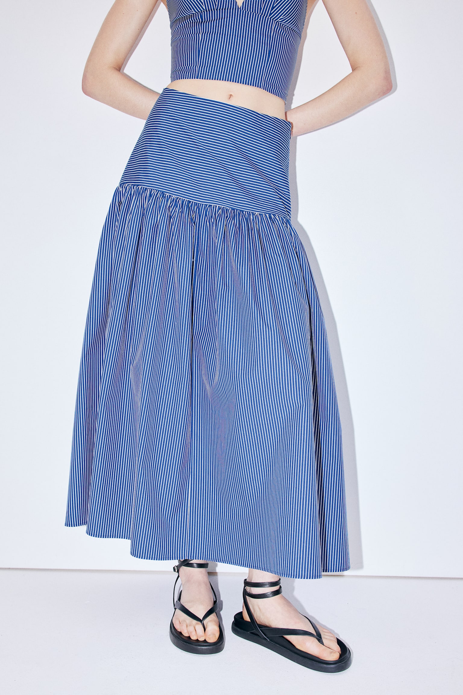 A-line Poplin Skirt - Blue/Stripe - 5