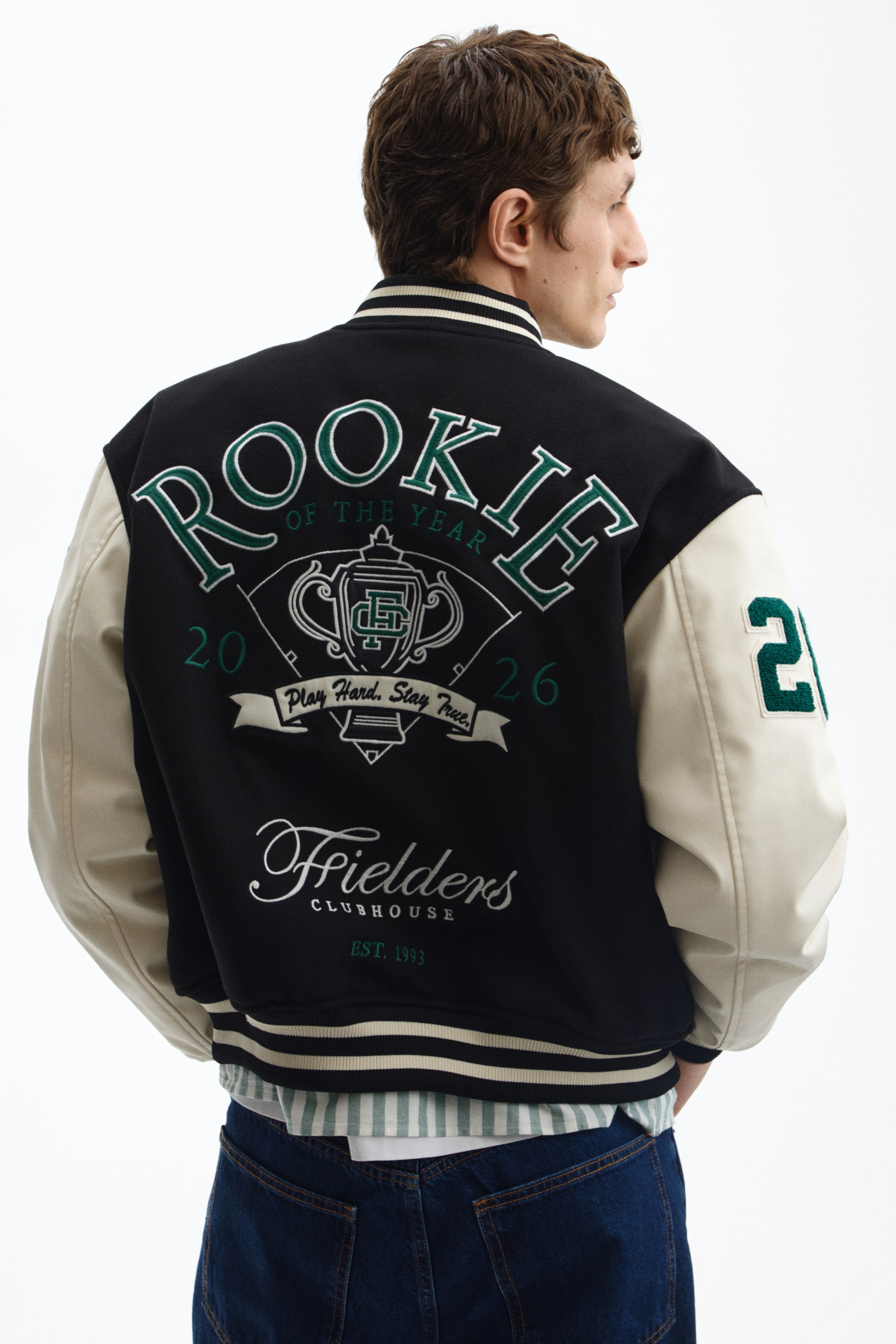 Motif-Detail Baseball Jacket