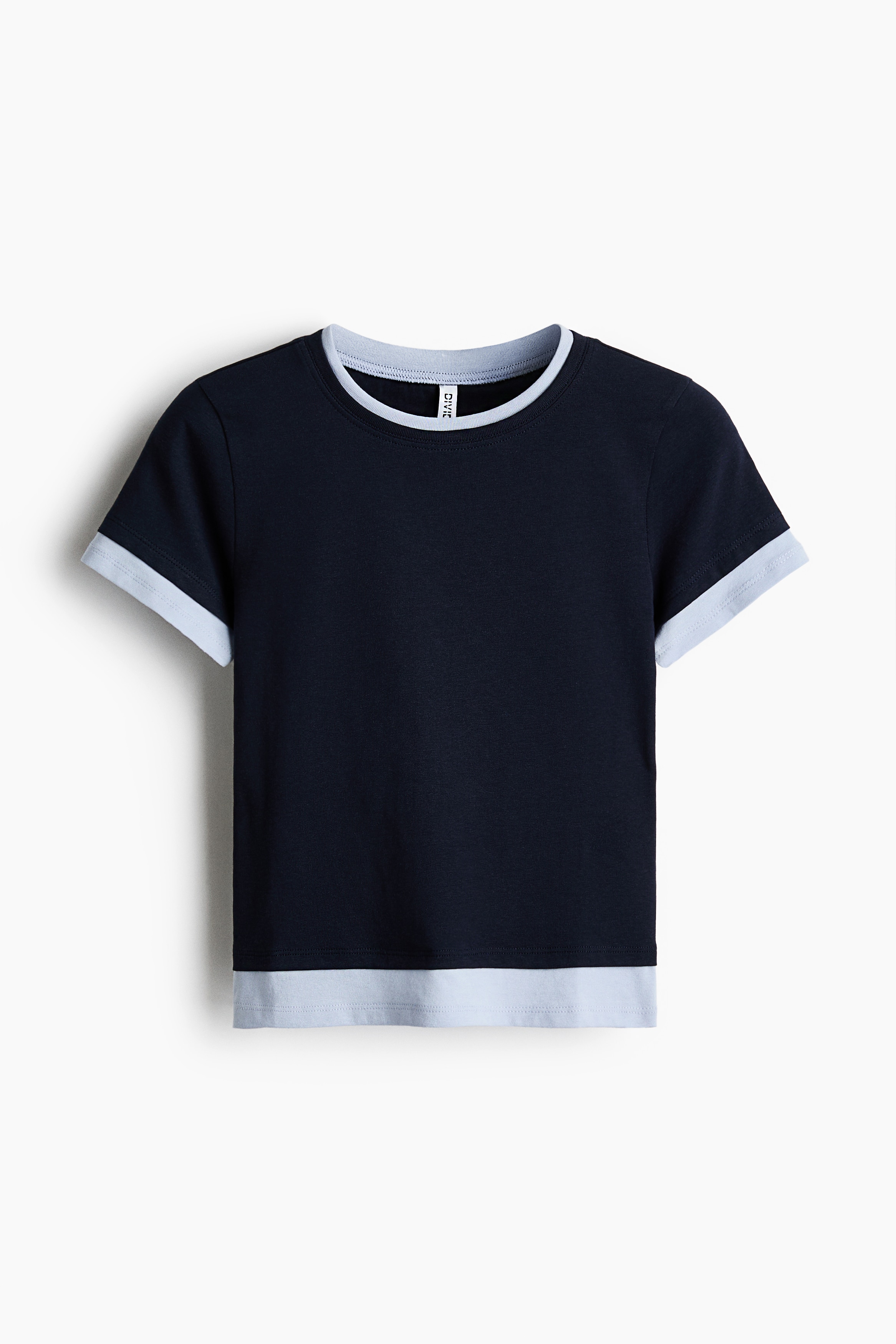 Layered-look T-shirt - Navy blue/Light blue/Light pink/White/White/Black