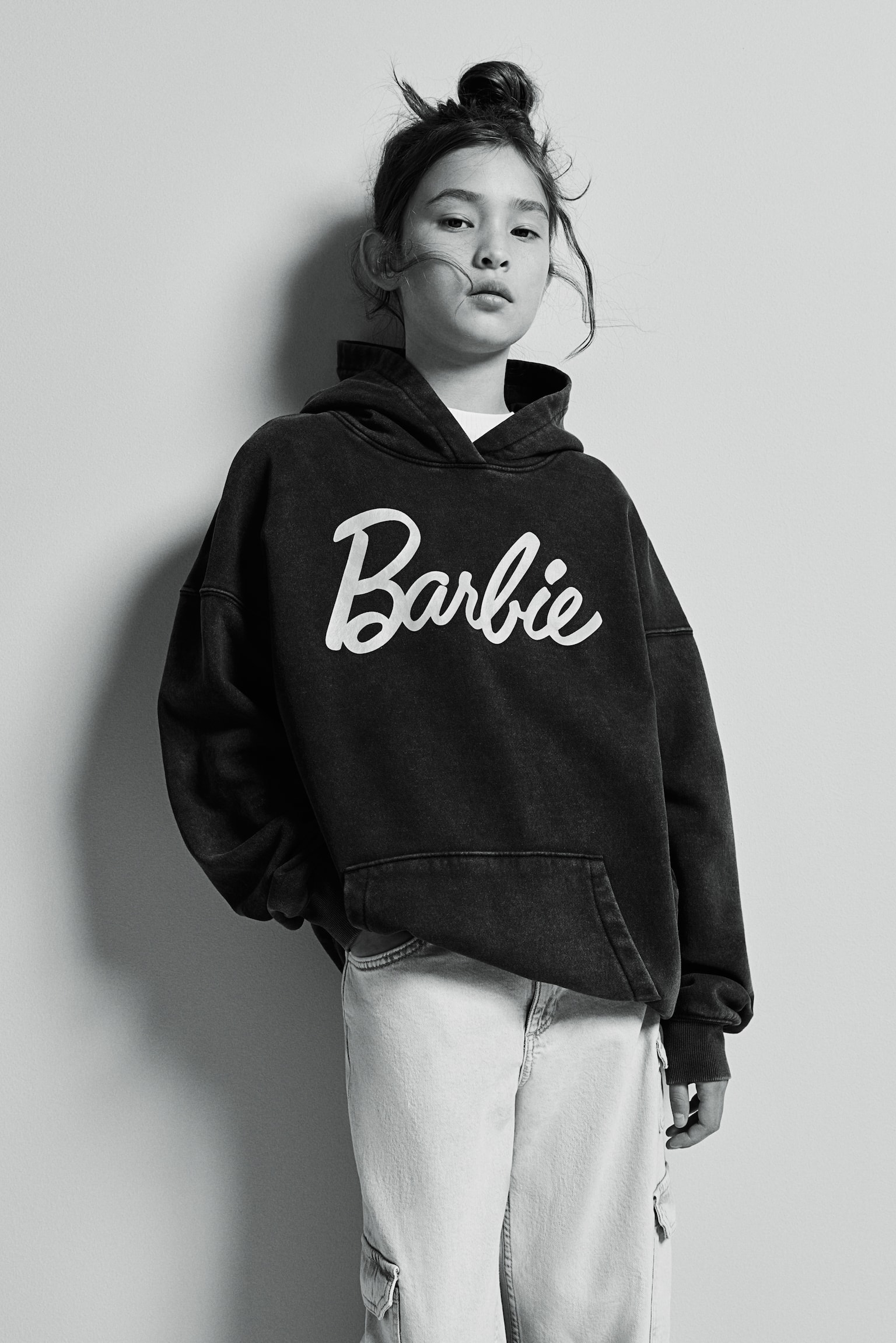 Oversized Print Hoodie - Dark grey/Barbie - 2