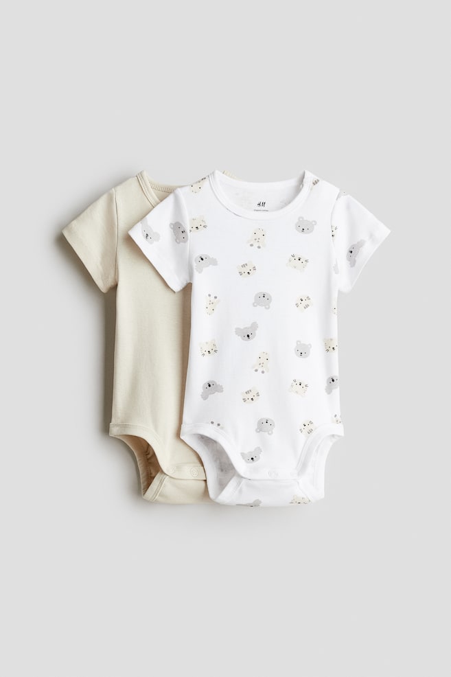 2-pack short-sleeved bodysuits - White/Koalas/Light pink/Strawberries/Light pink/Flowers/Light green/Floral/Beige/Leopard print - 1