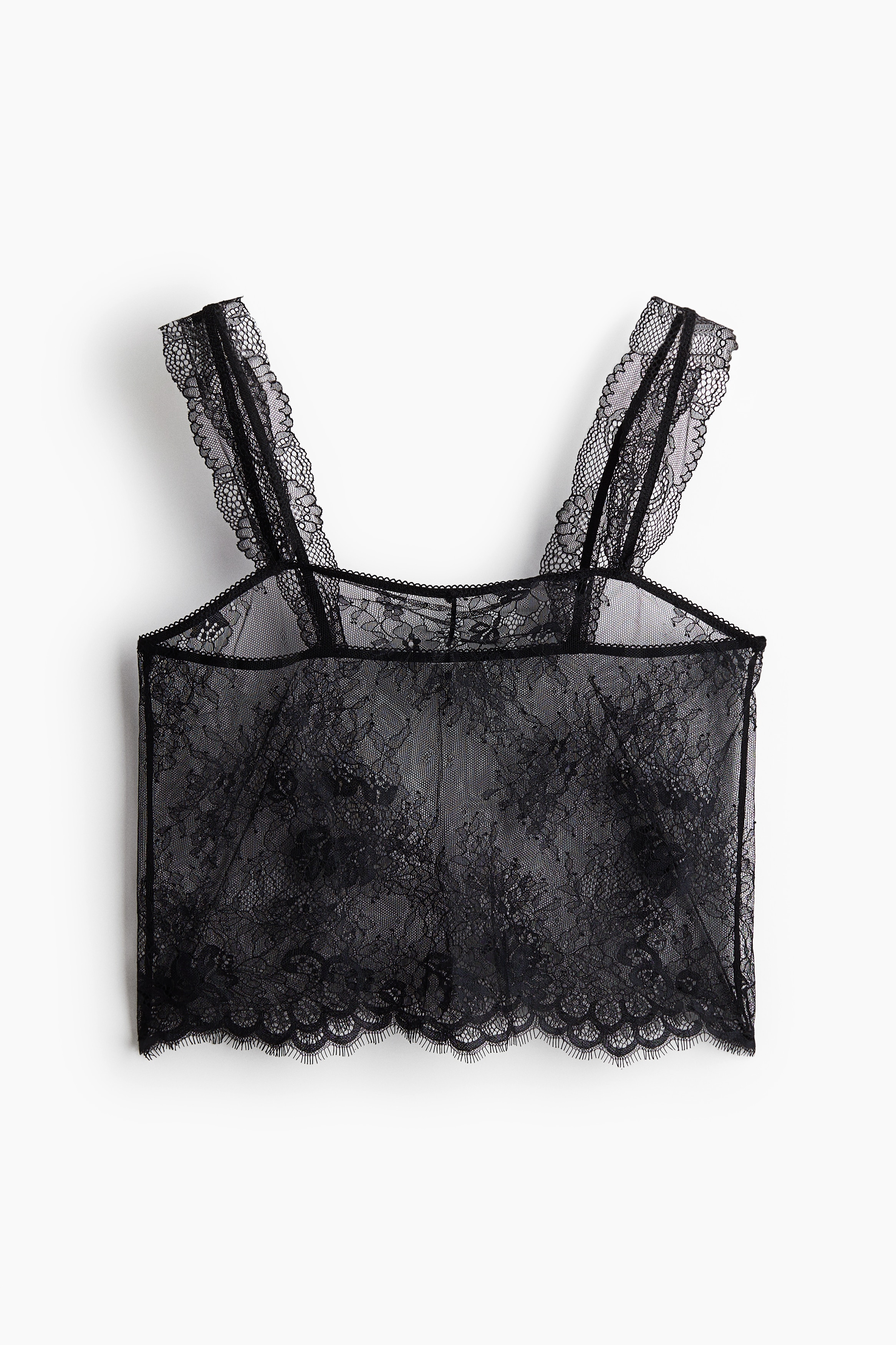 Krótki top koronkowy - Czarny