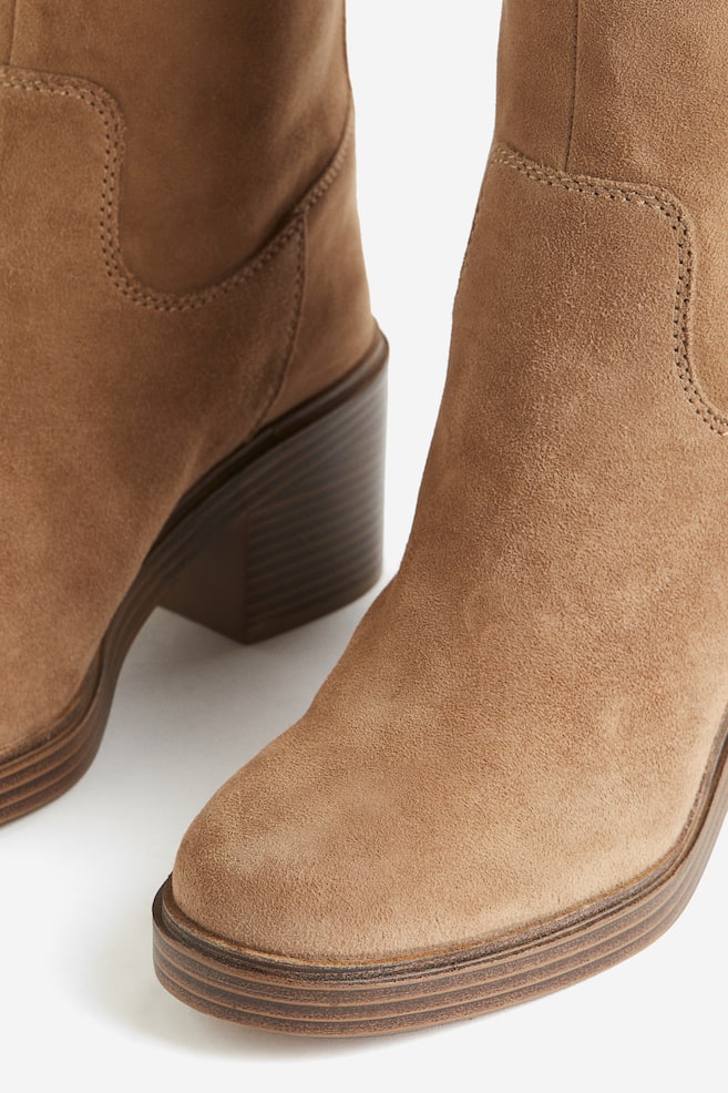 Knee-high suede boots - Brown - 4