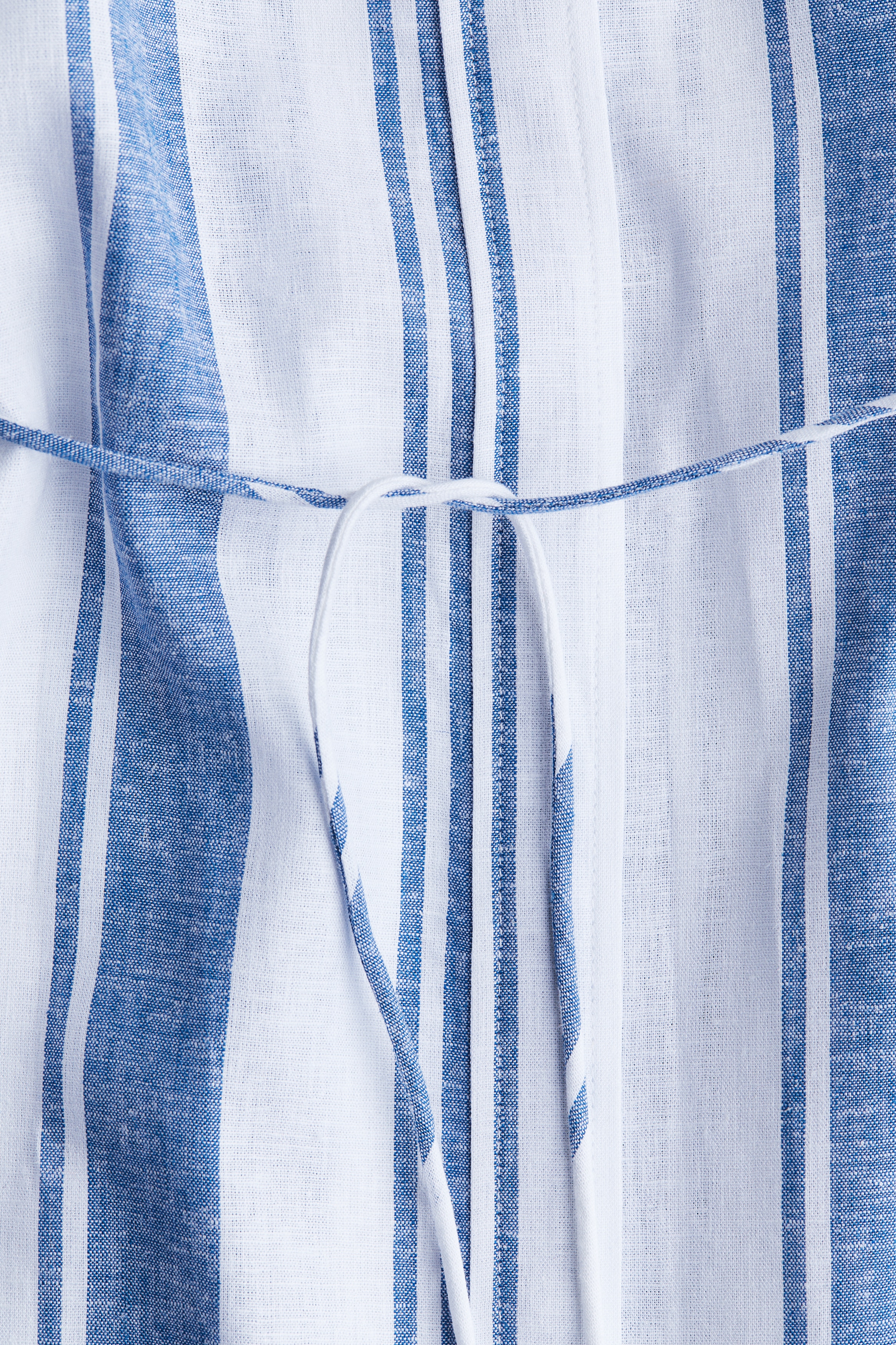 chinese dress ladies H&M Blue Linen-blend Shirt Dress With Belt UK M