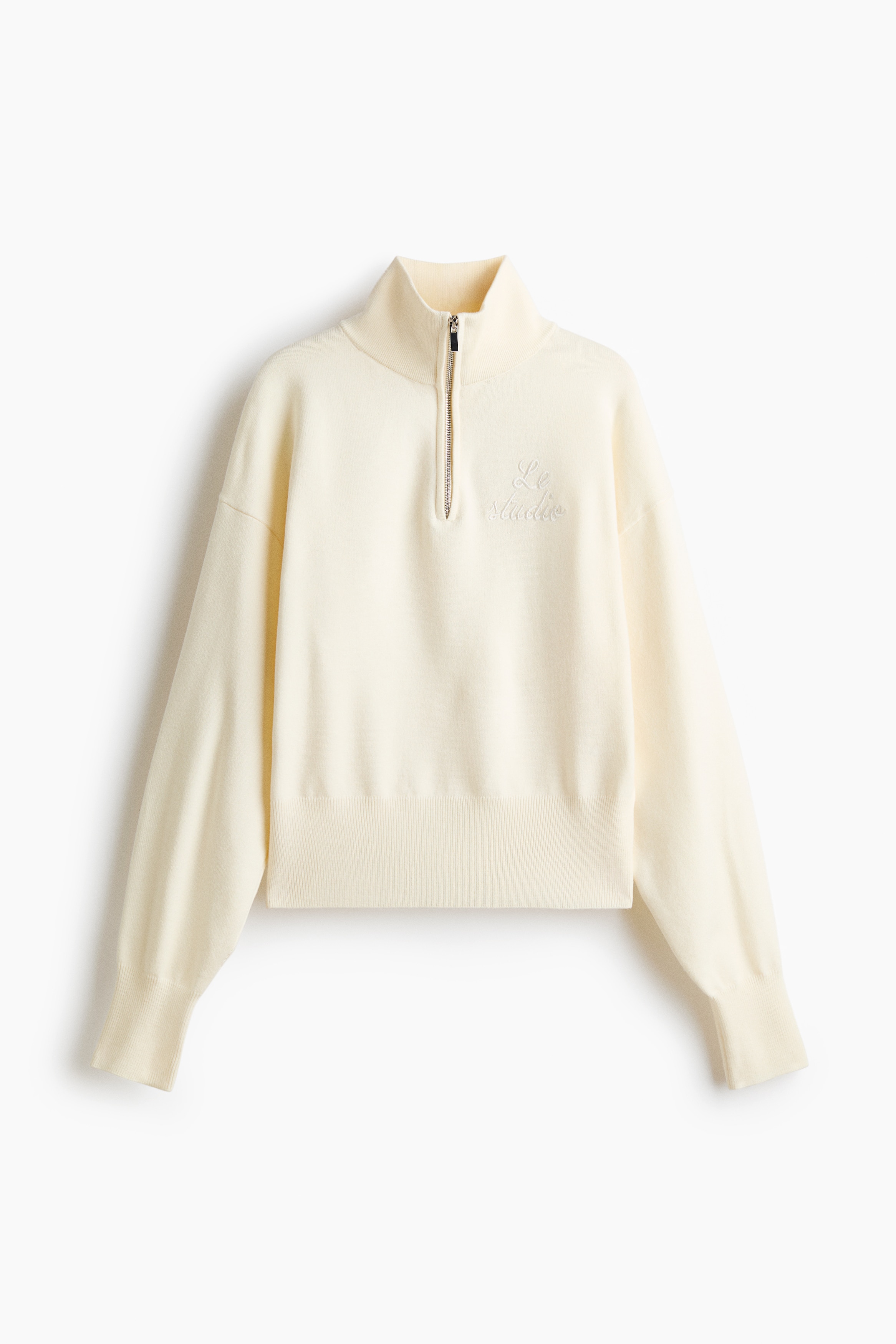Fine-Knit Half-Zip Sweater - Cream