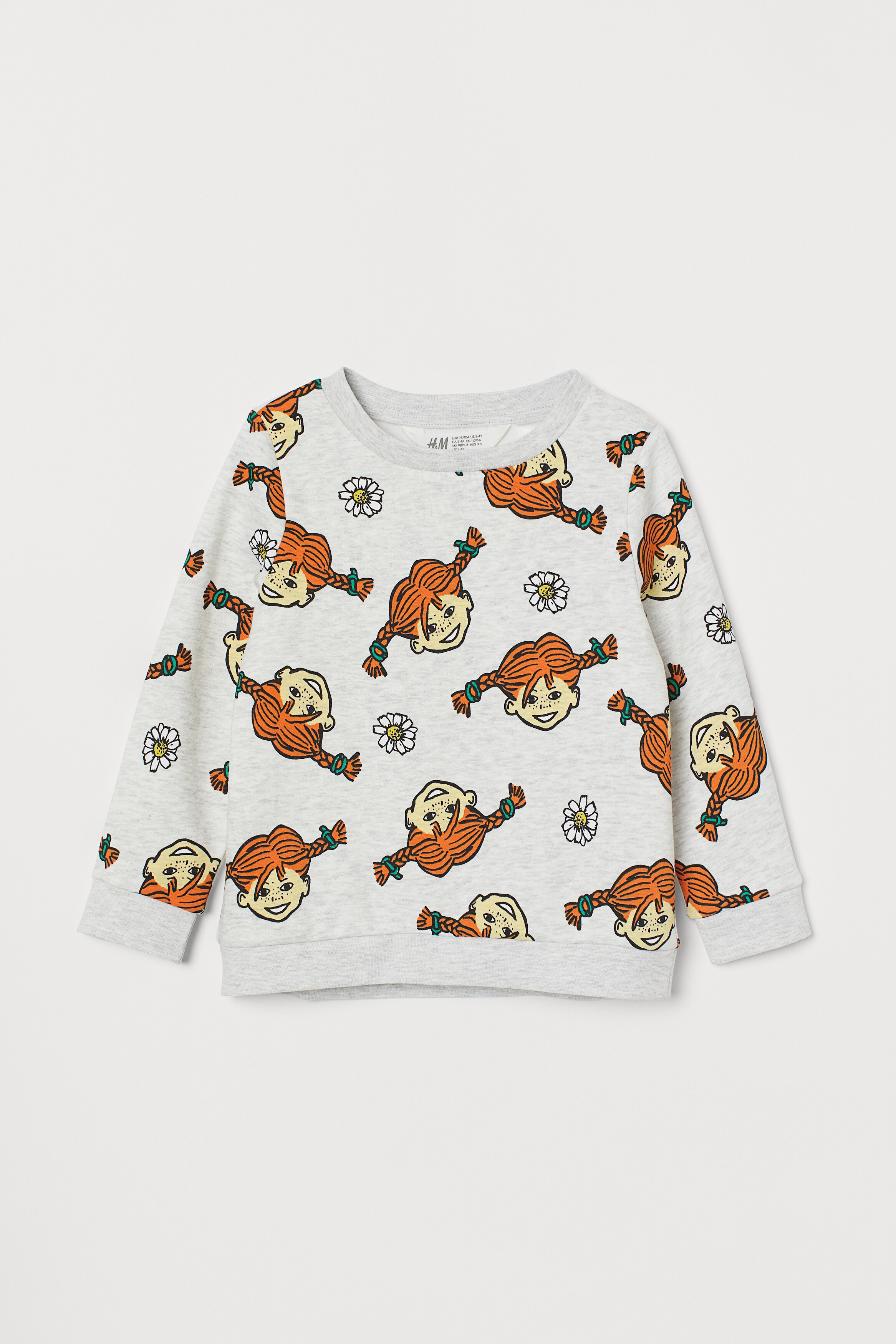 Sweatshirt with sequins - Grey marl/Pippi Longstocking