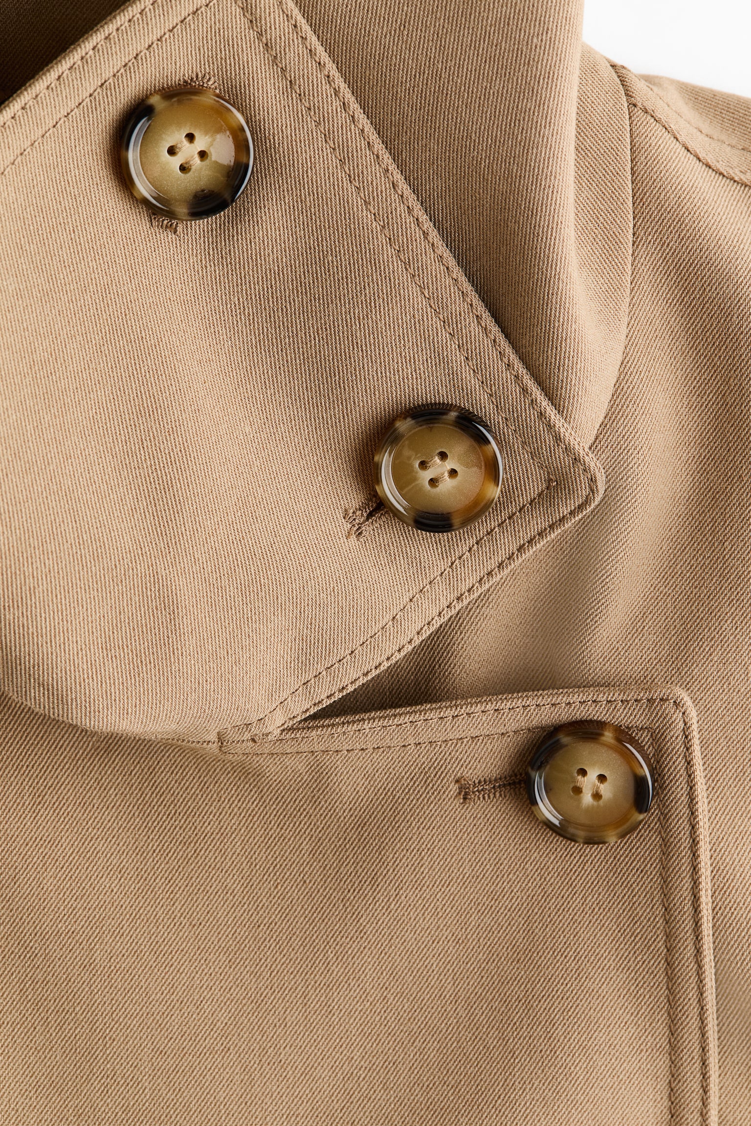 Женское пальто H&M Oversized Twill Trench, цвет: Бежевый — фото 7