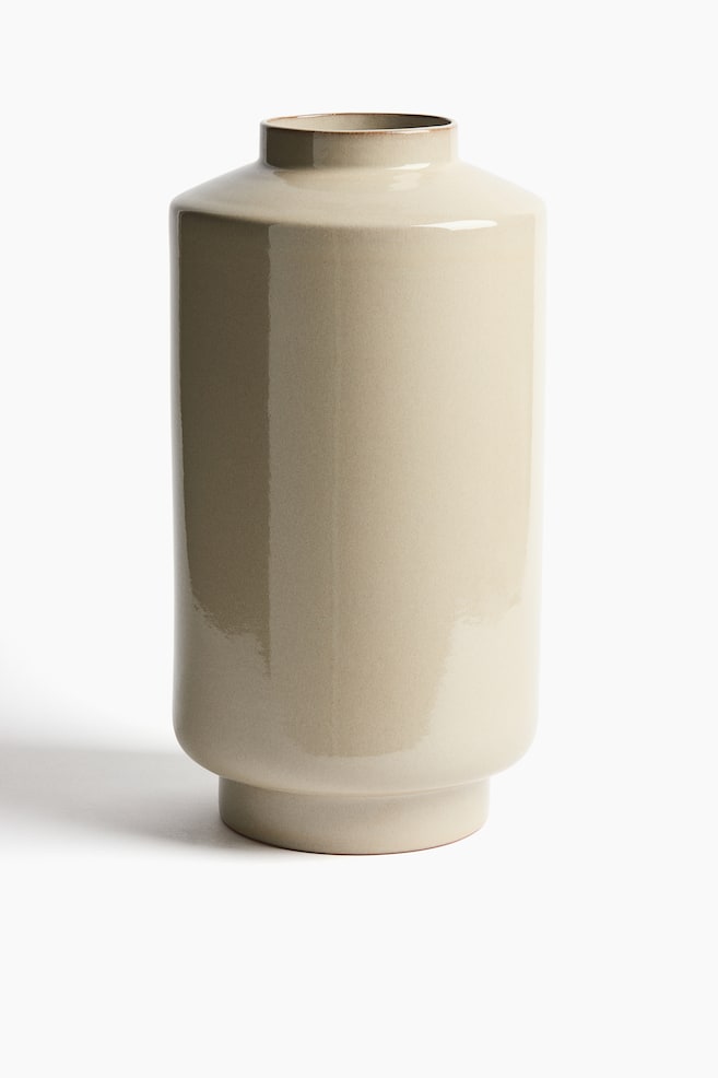 Large Reactive-Glaze Stoneware Vase - Light pistachio green - 1