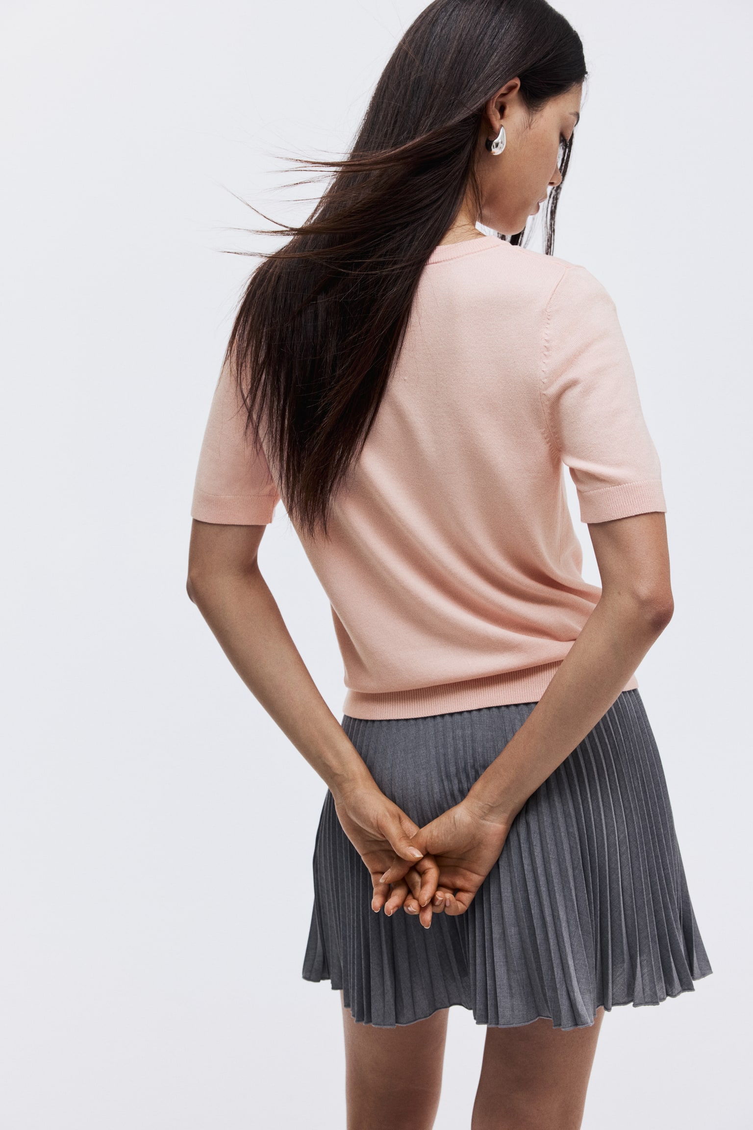 Áo dệt kim mịn - Màu hồng nhạt/Màu xanh dương nhạt/Màu nâu - 5