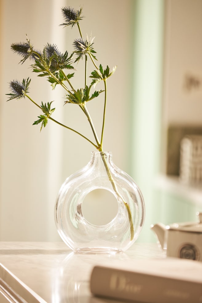 Vase en verre - Verre transparent/Beige foncé - 2