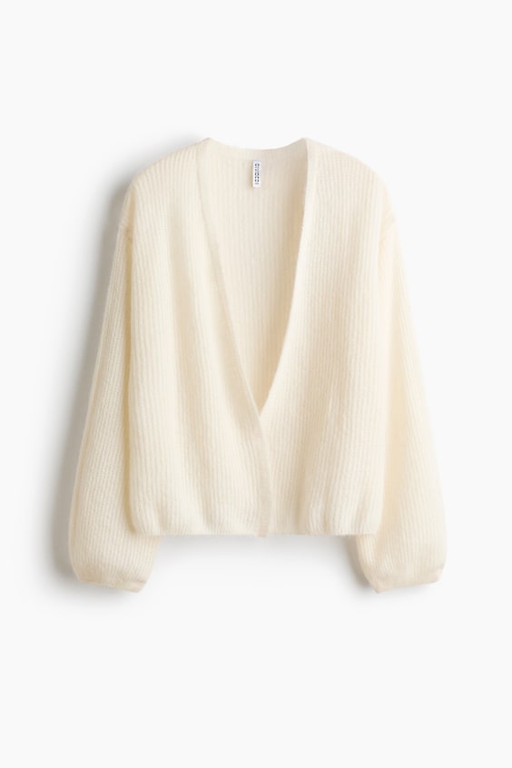 Женский кардиган H&M Balloon-Sleeved Casual, цвет: Кремовый