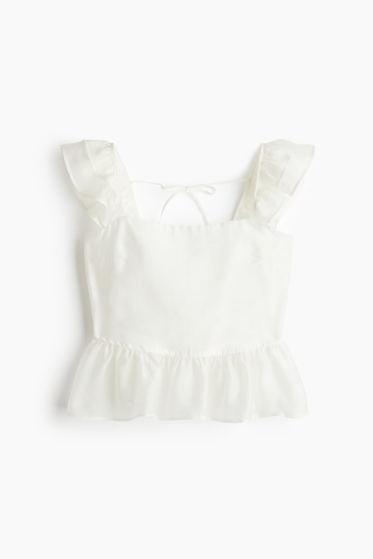 Bluza s volanom i tračicama za vezivanje