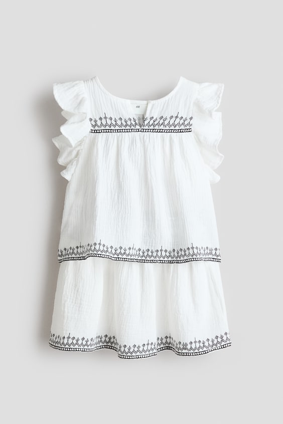 Детские топы H&M 2-Piece Embroidered-Detail Muslin Set