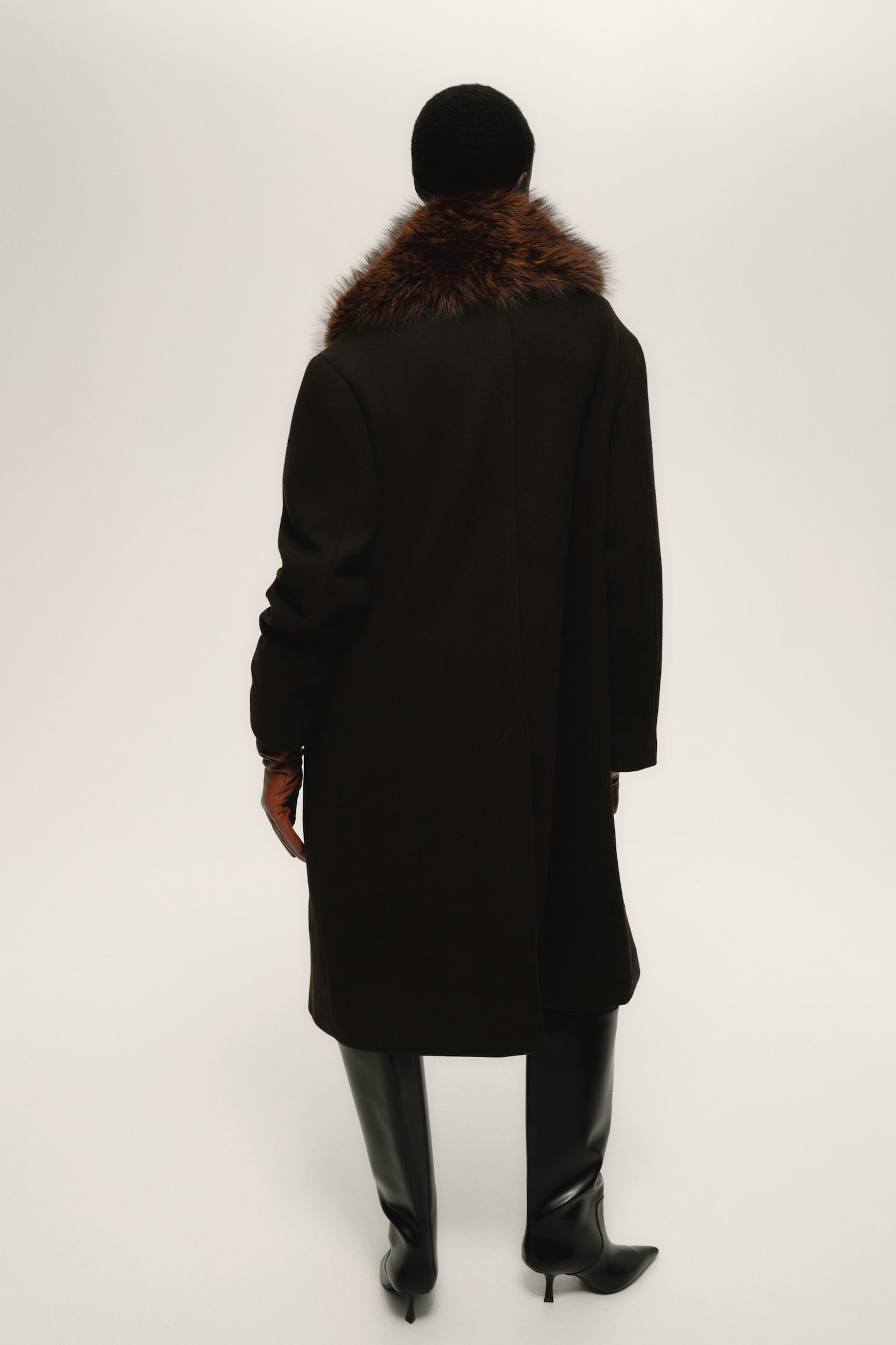 Double-breasted coat - Dark brown/Black/Dark grey marl - 3