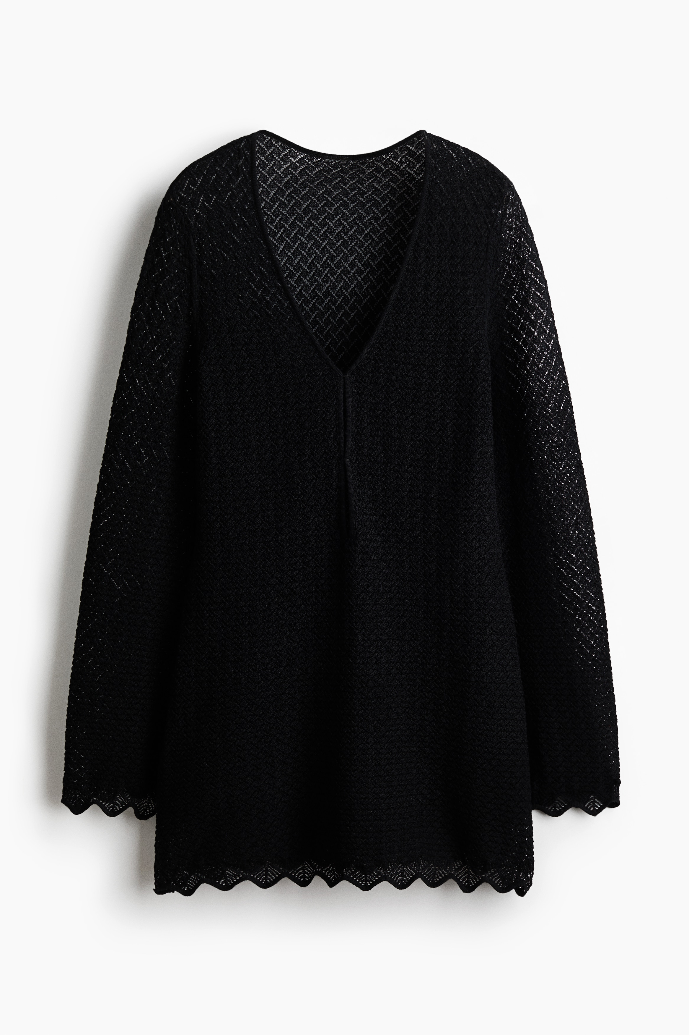 Pointelle-knit beach dress - Black