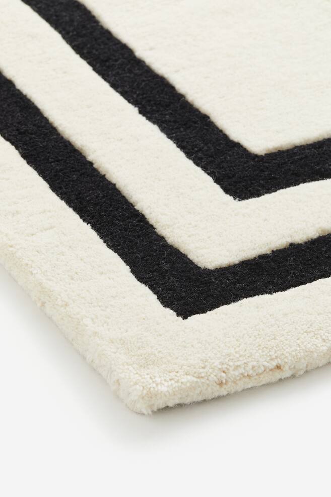 Tufted wool rug - Natural white/Black - 2