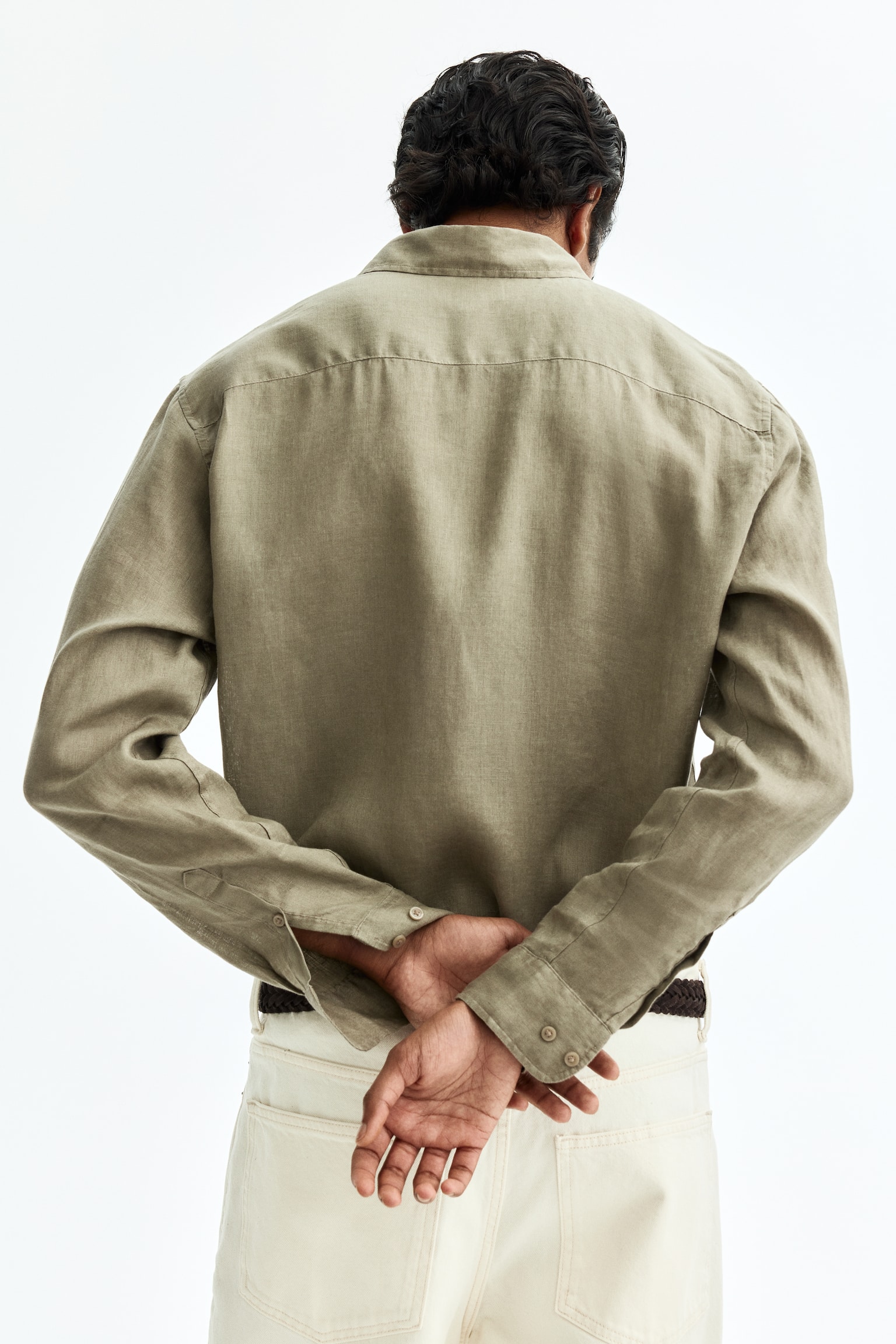 Slim Fit Linen shirt - Khaki green/Light blue/White/Black - 7