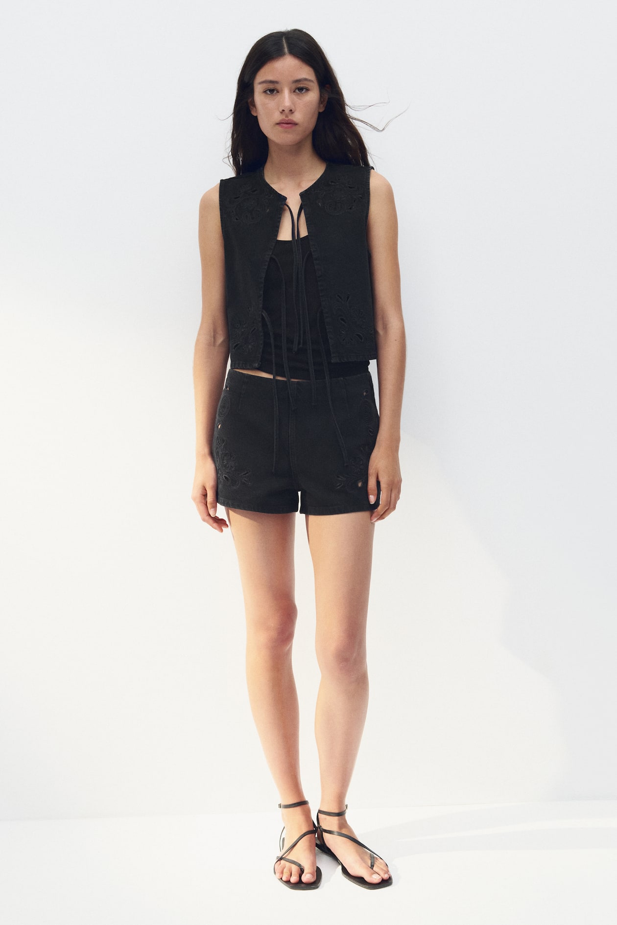 Tie-Front Denim Vest - image 2