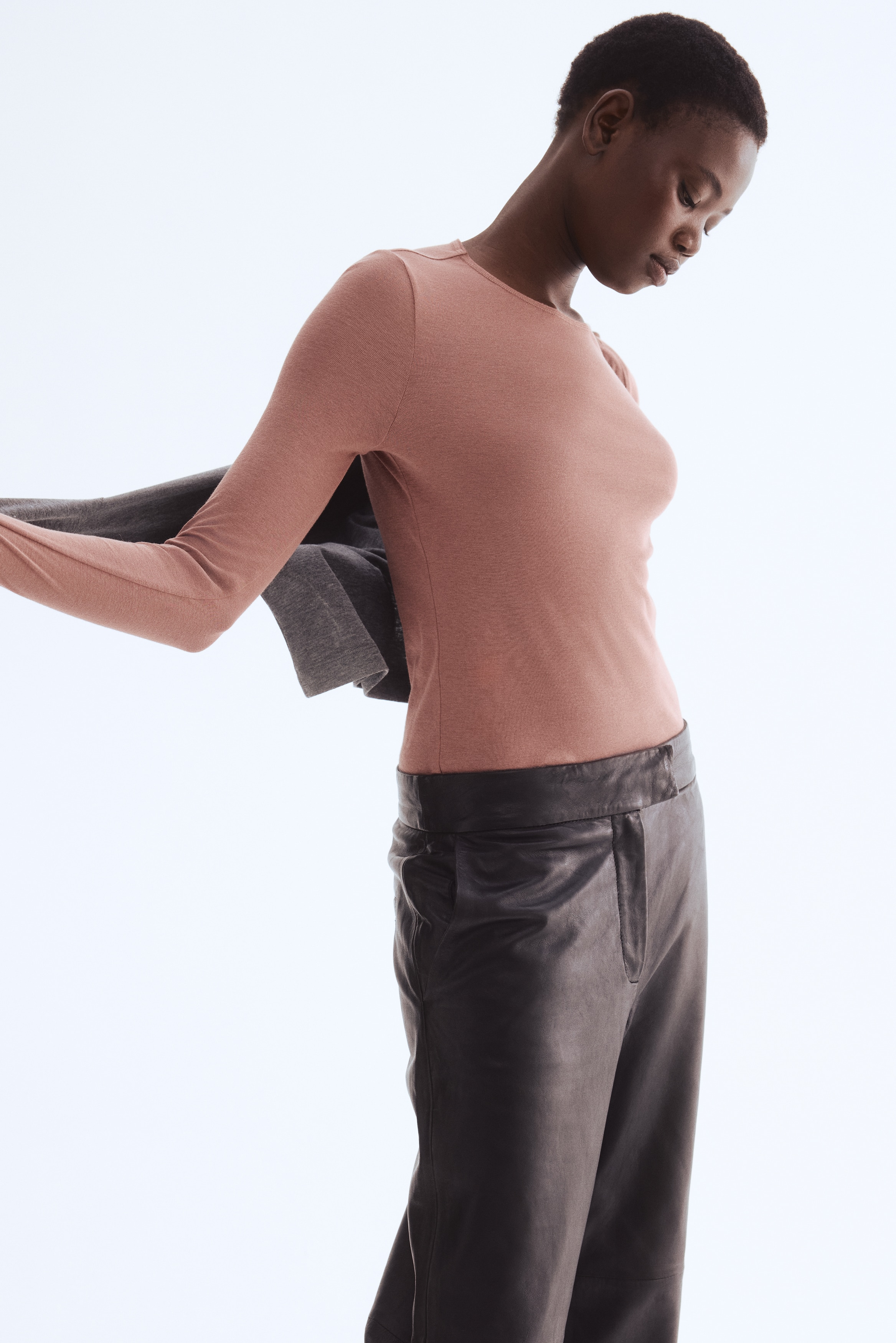 H & M - ピマコットントップス - ピンク H & M - ピマコットントップス - ピンク