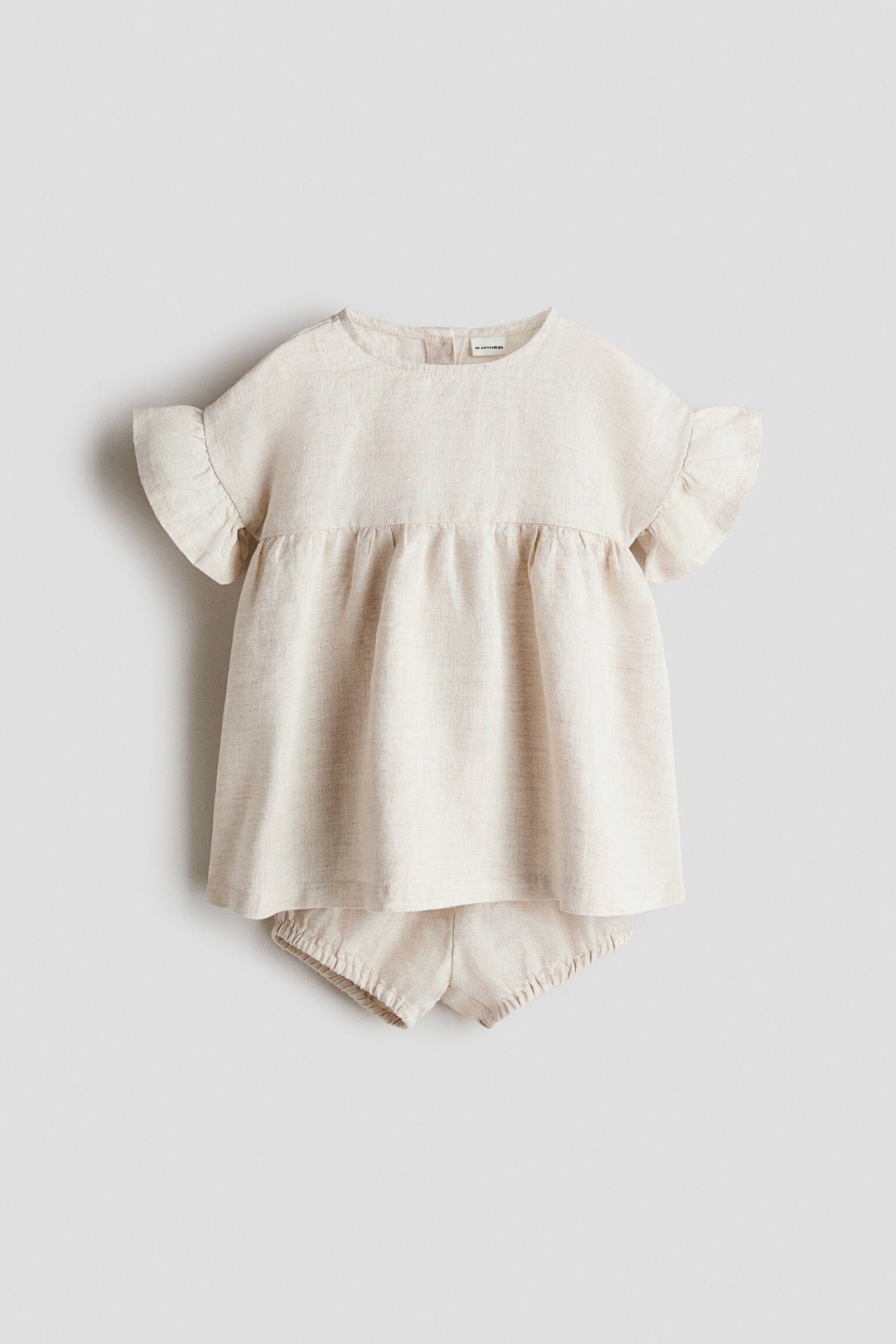 2-piece linen set - Light beige - 1