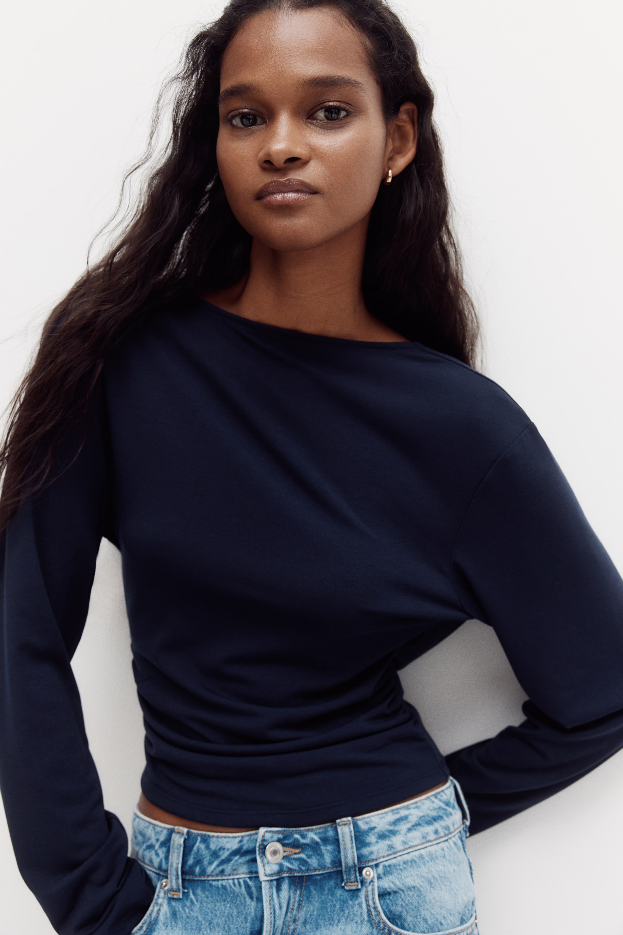 Cowl-Back Jersey Top