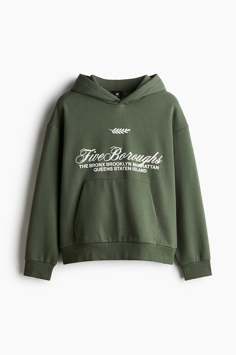 ルーズフィット プリントスウェットパーカ - ブラック／Five Boroughs 