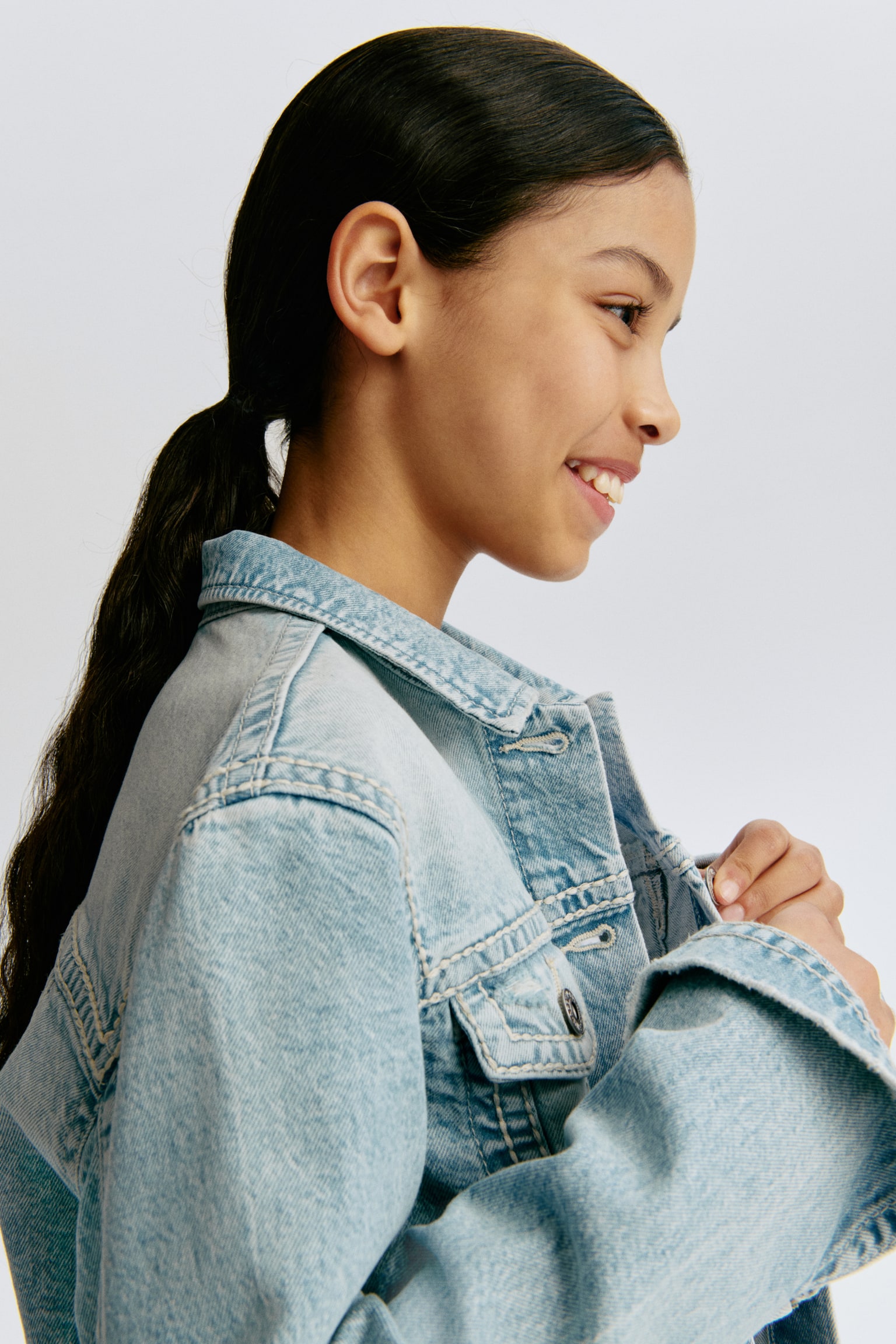 Детская куртка H&M Denim Jacket, цвет: Джинсовый синий — фото 4