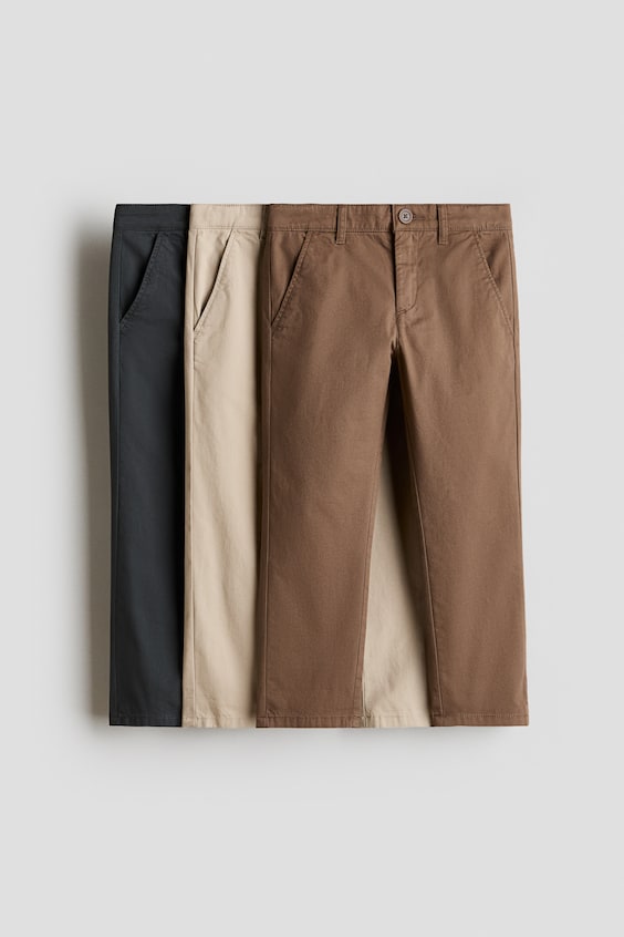 Детские брюки H&M 3-pack Cotton Twill Chinos