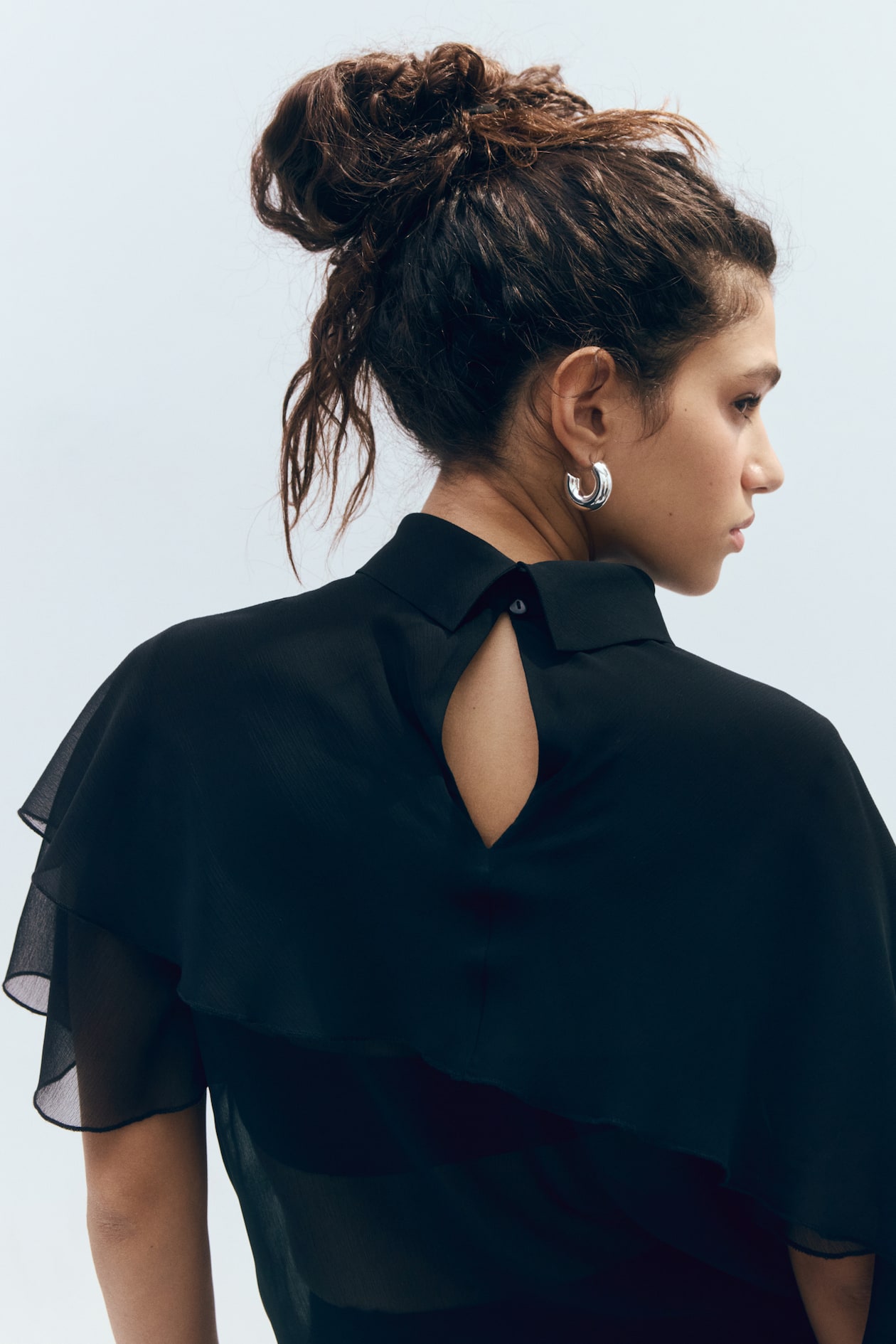 Cape-Detail Chiffon Blouse - image 2