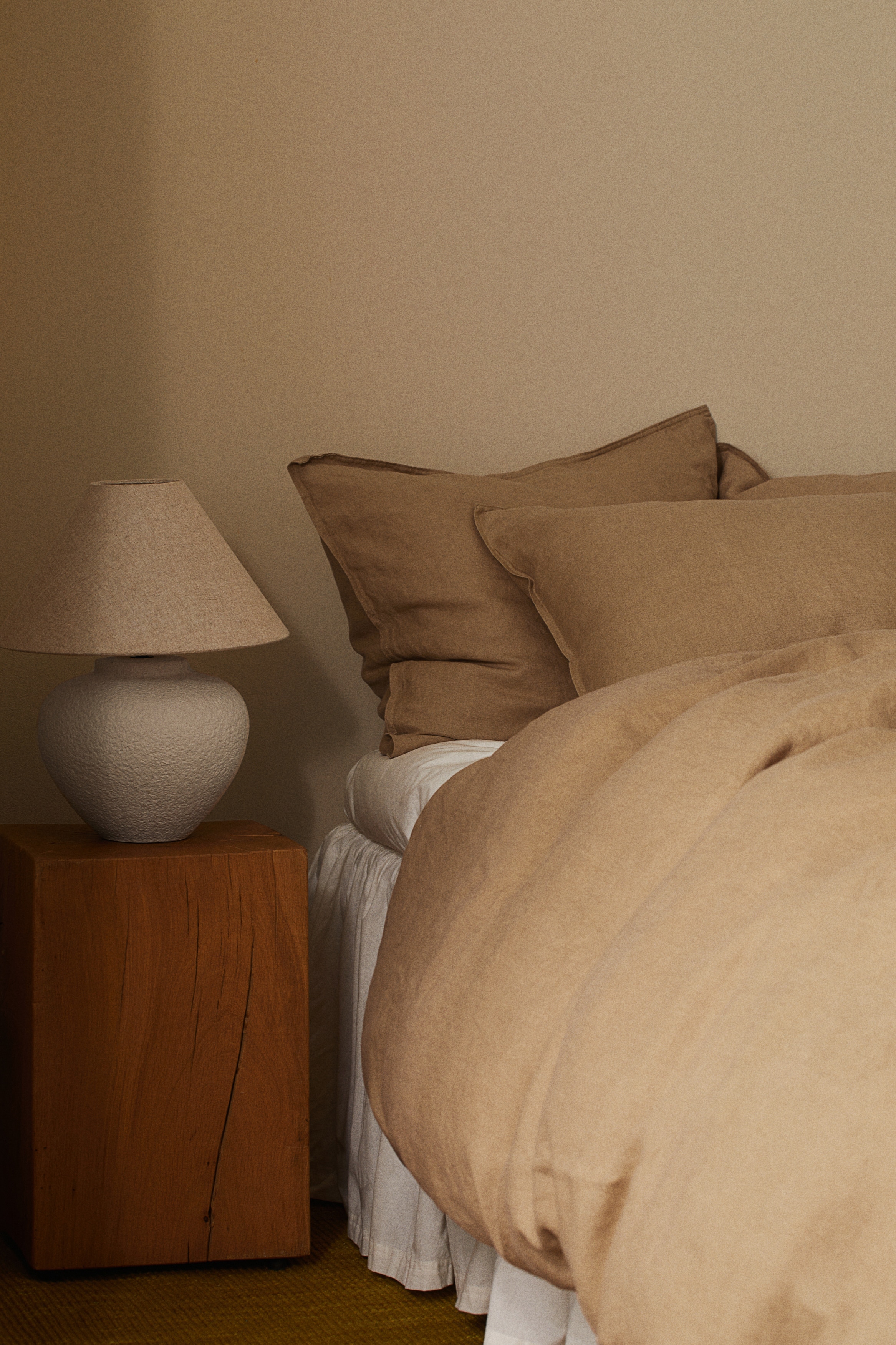 Enkelt påslakanset i linne - Sand/Beige/Vit