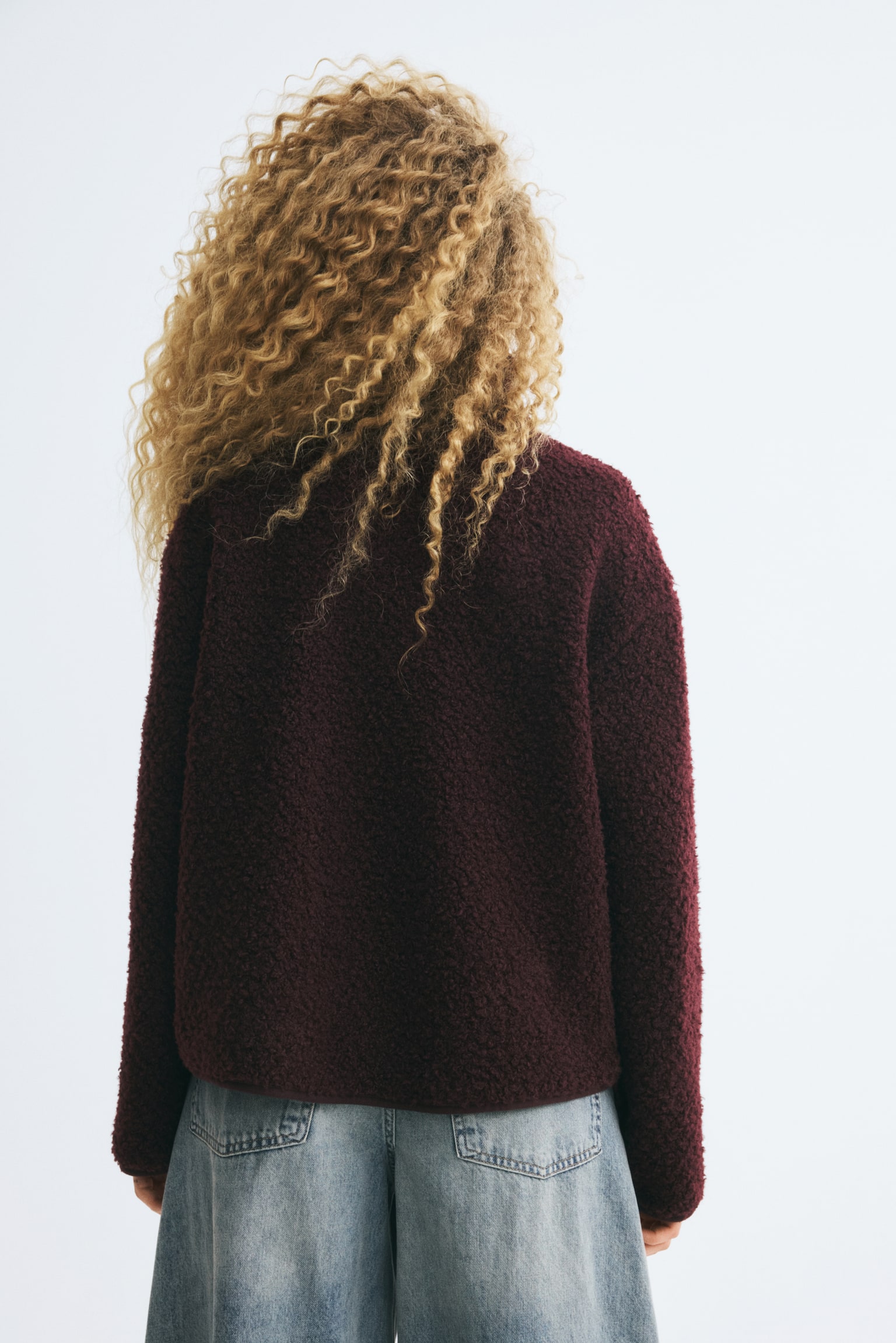 Женская куртка H&M Teddy Fleece, цвет: Бордовый — фото 5