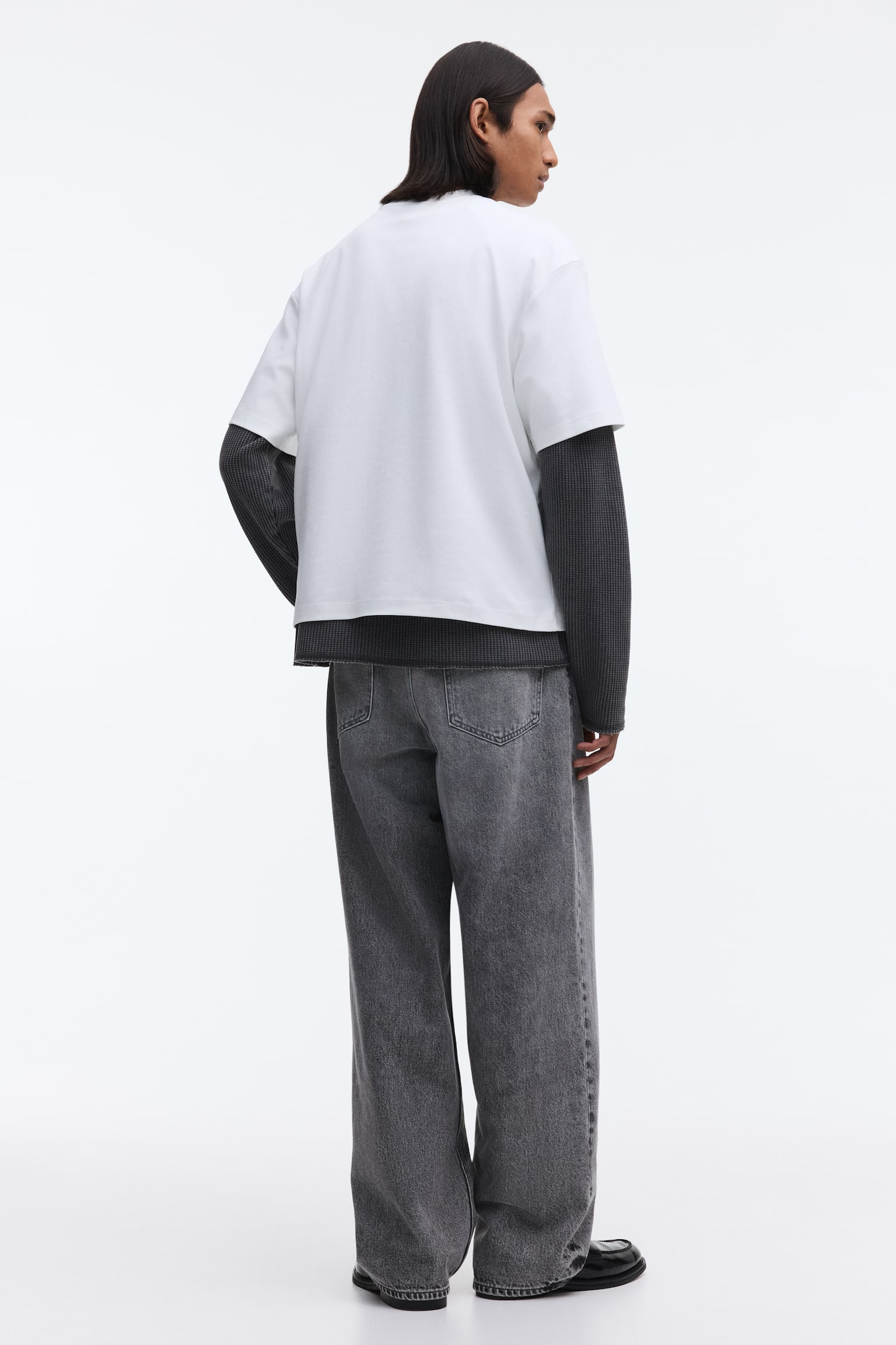 טישירט Oversized Fit - לבן/תכלת/שחור/סגול כהה - 4