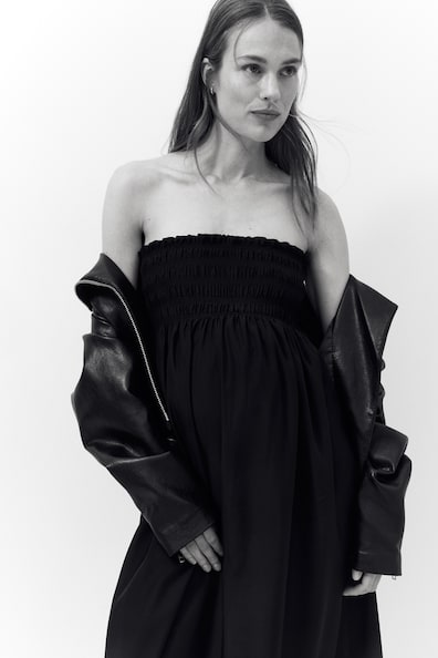 MAMA シャーリングベアトップワンピース