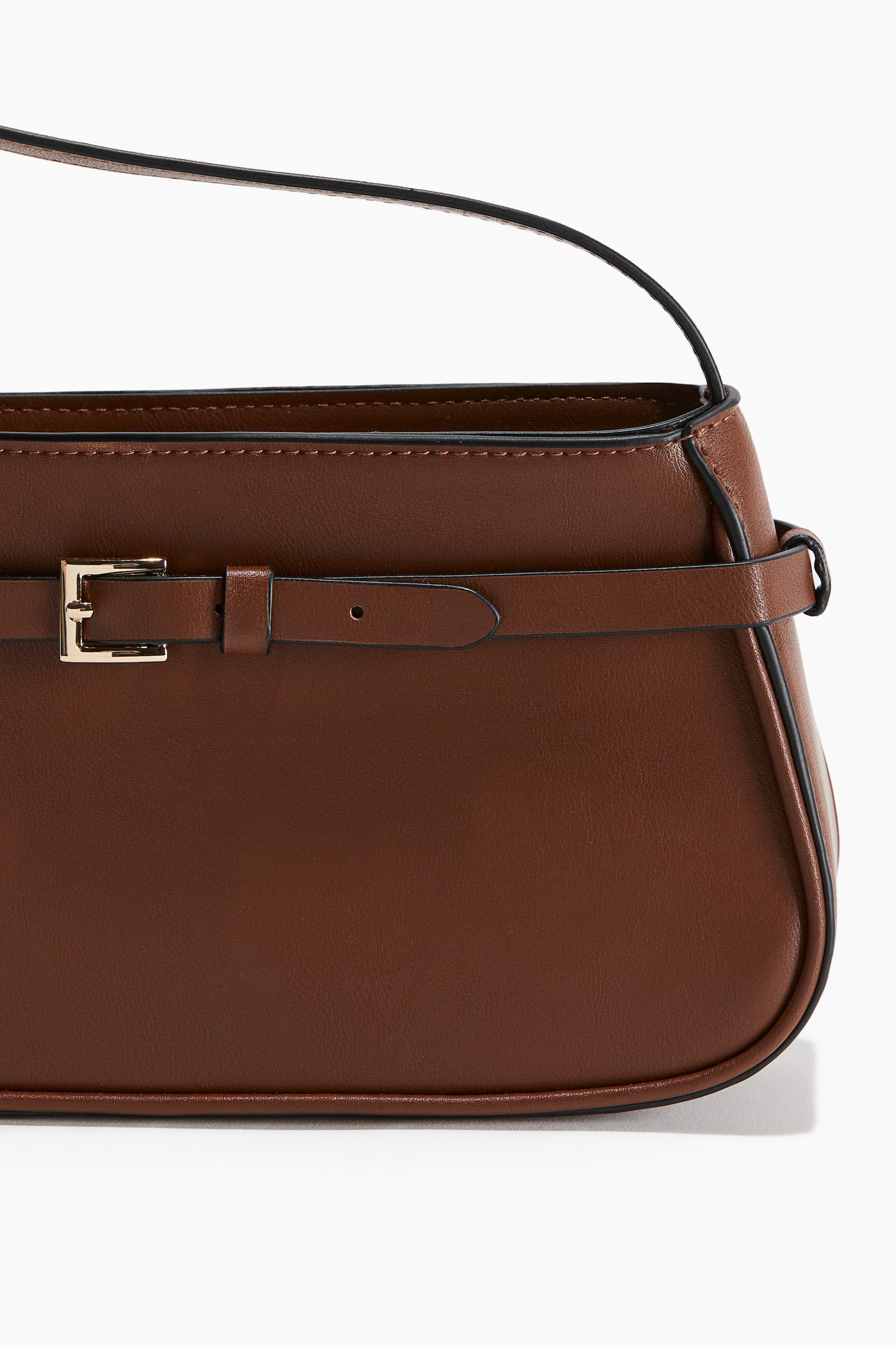 Belt Detail Shoulder Bag - Brown/Black - 3