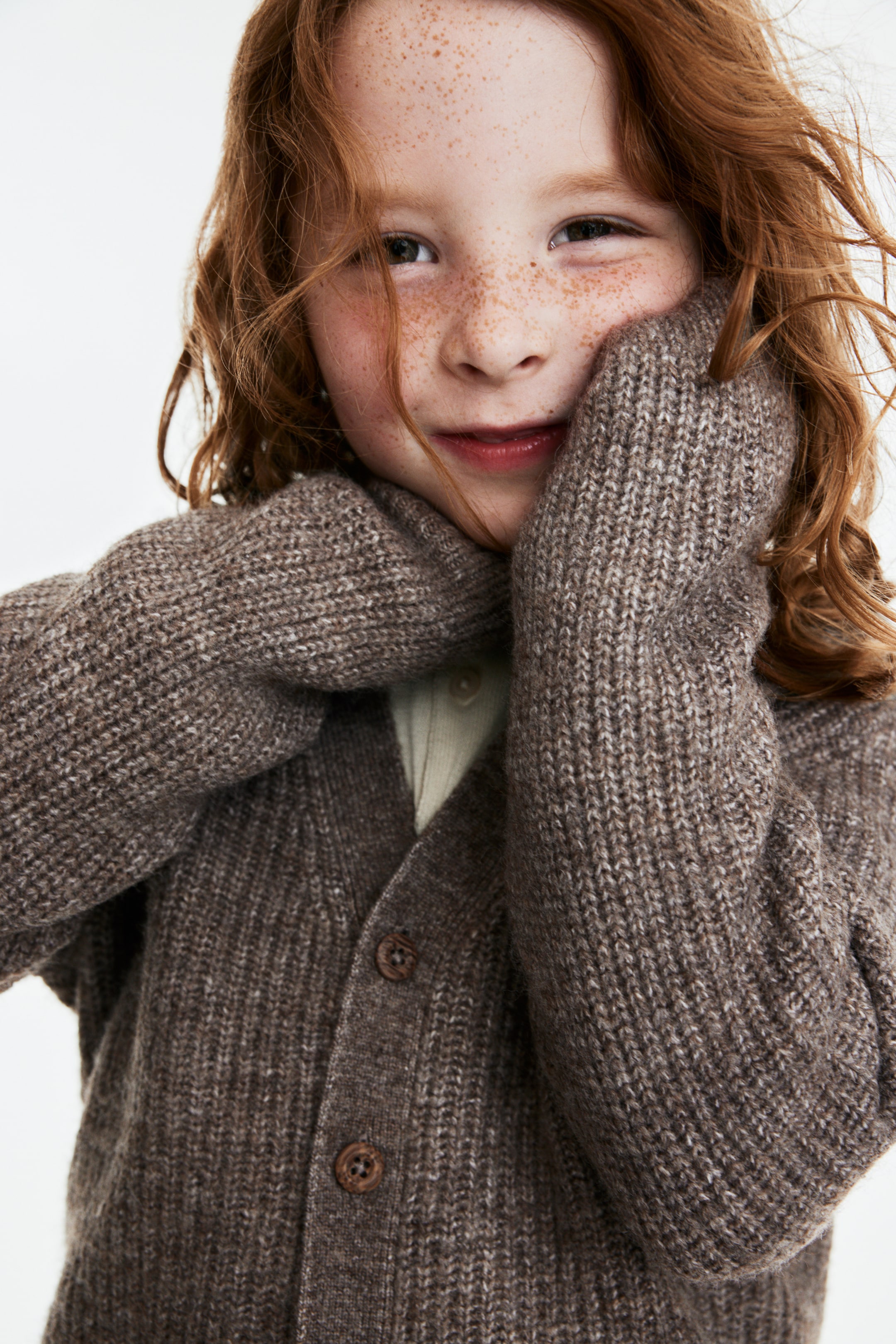 Rib-knit cardigan - Taupe melange - Kids | H&M US