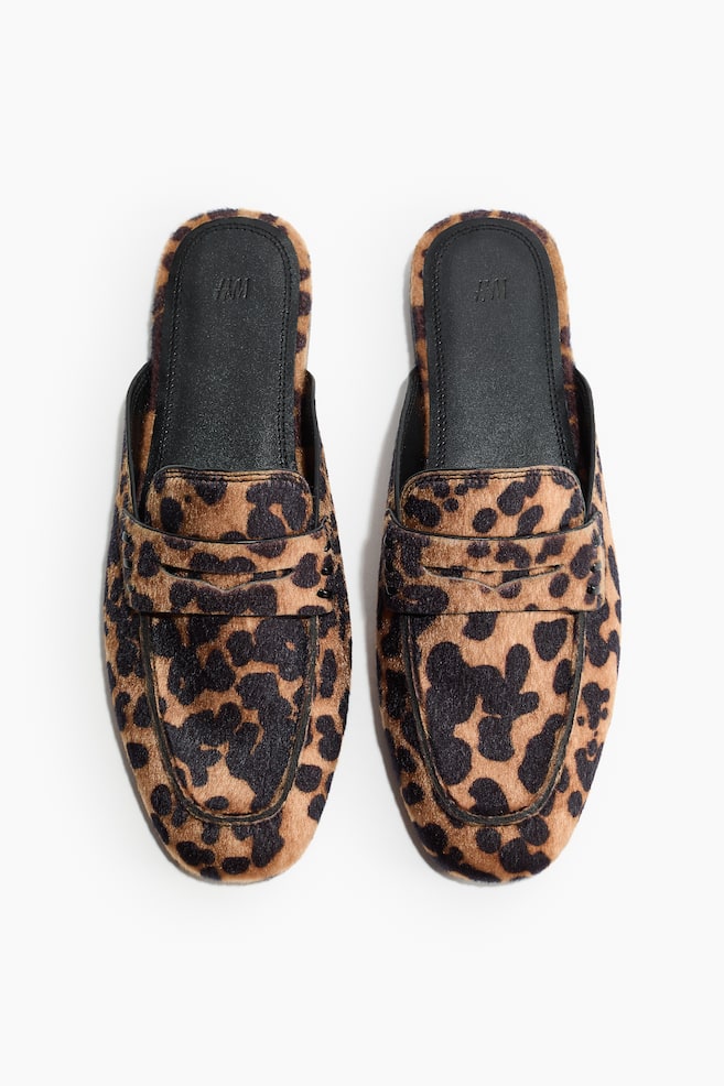 Mules estilo mocasín - Beige/Estampado de leopardo - 1