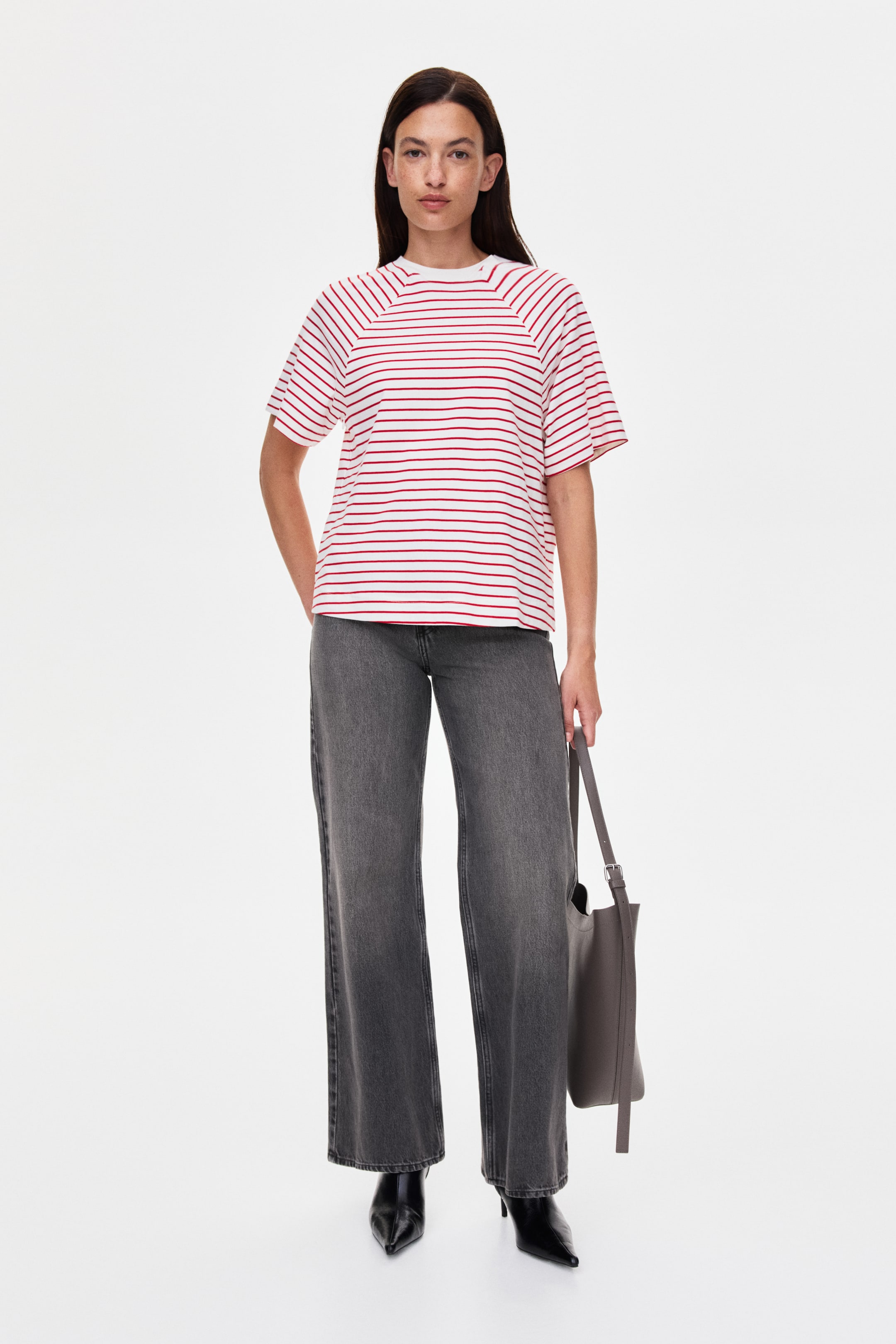 Ver imagem maior: MAMA T-shirt de amamentação Before & After - Branco/Riscas vermelhas - SENHORA | H&M PT 1