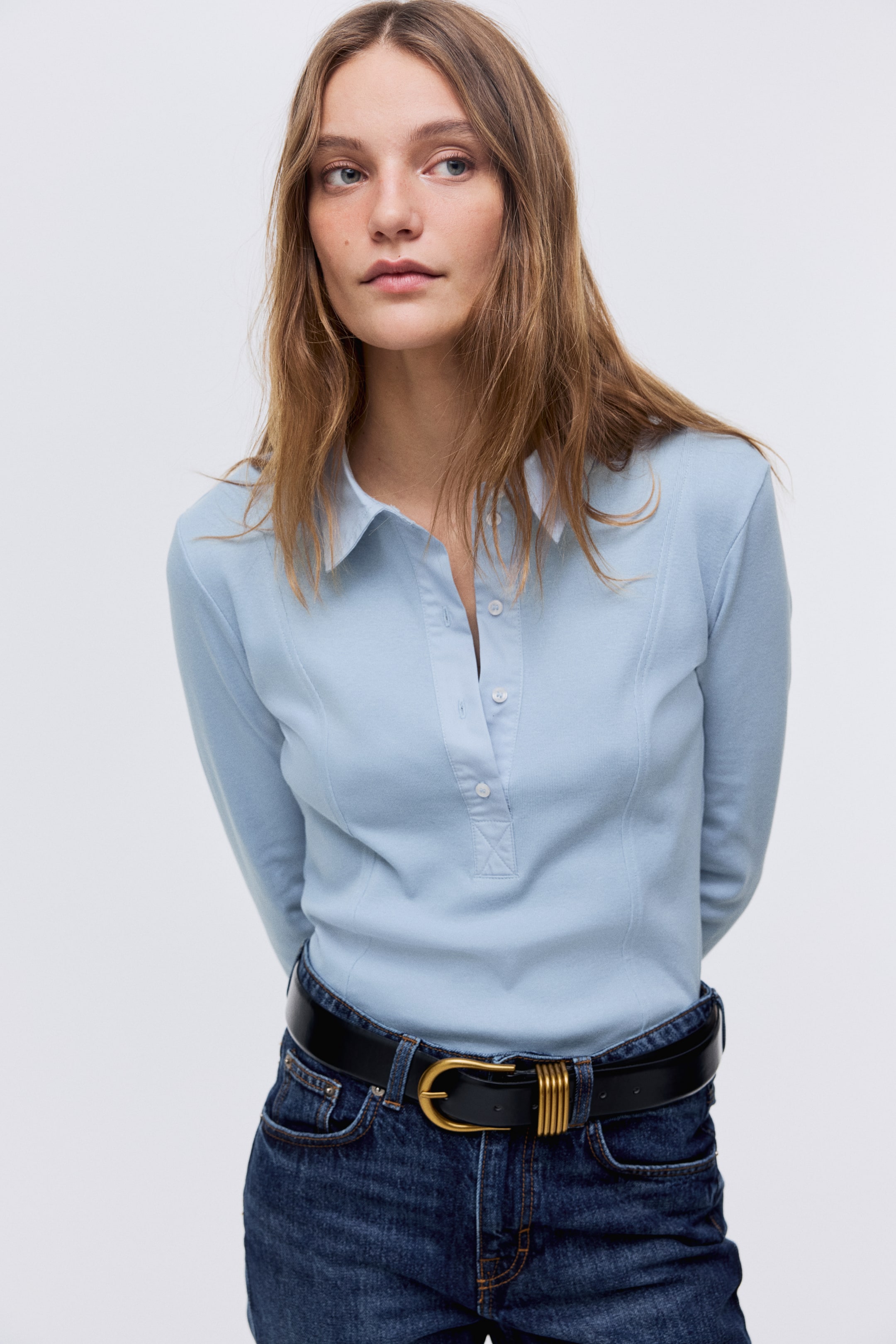 Größeres Bild anzeigen: Figurbetontes Poloshirt - Hellblau - Ladies | H&M AT 3